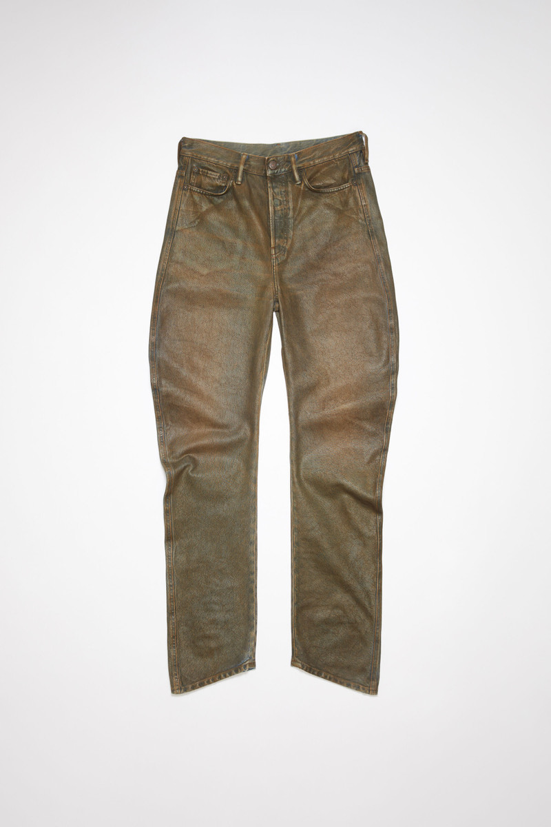 Relaxed fit coated jeans - Blue/beige - 1