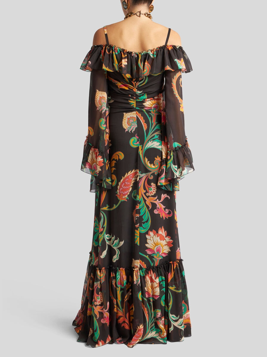 LONG BOHO DRESS WITH FLORAL PRINT ALL OVER - 4