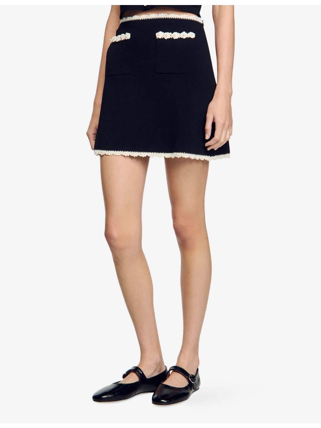 Crochet-Trim Mid-Rise Stretch-Woven Mini Skirt - 3