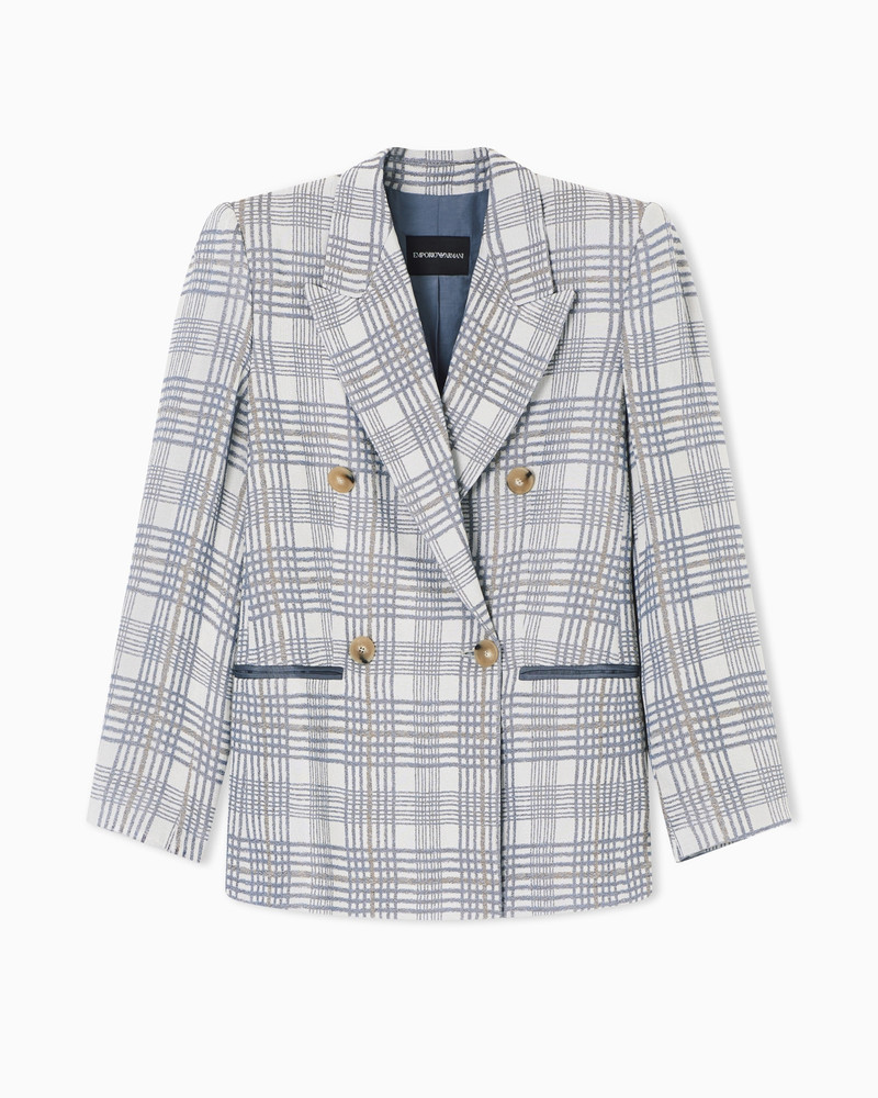 DOUBLE-BREASTED BLAZER IN A CHECK-MOTIF JACQUARD FABRIC 1