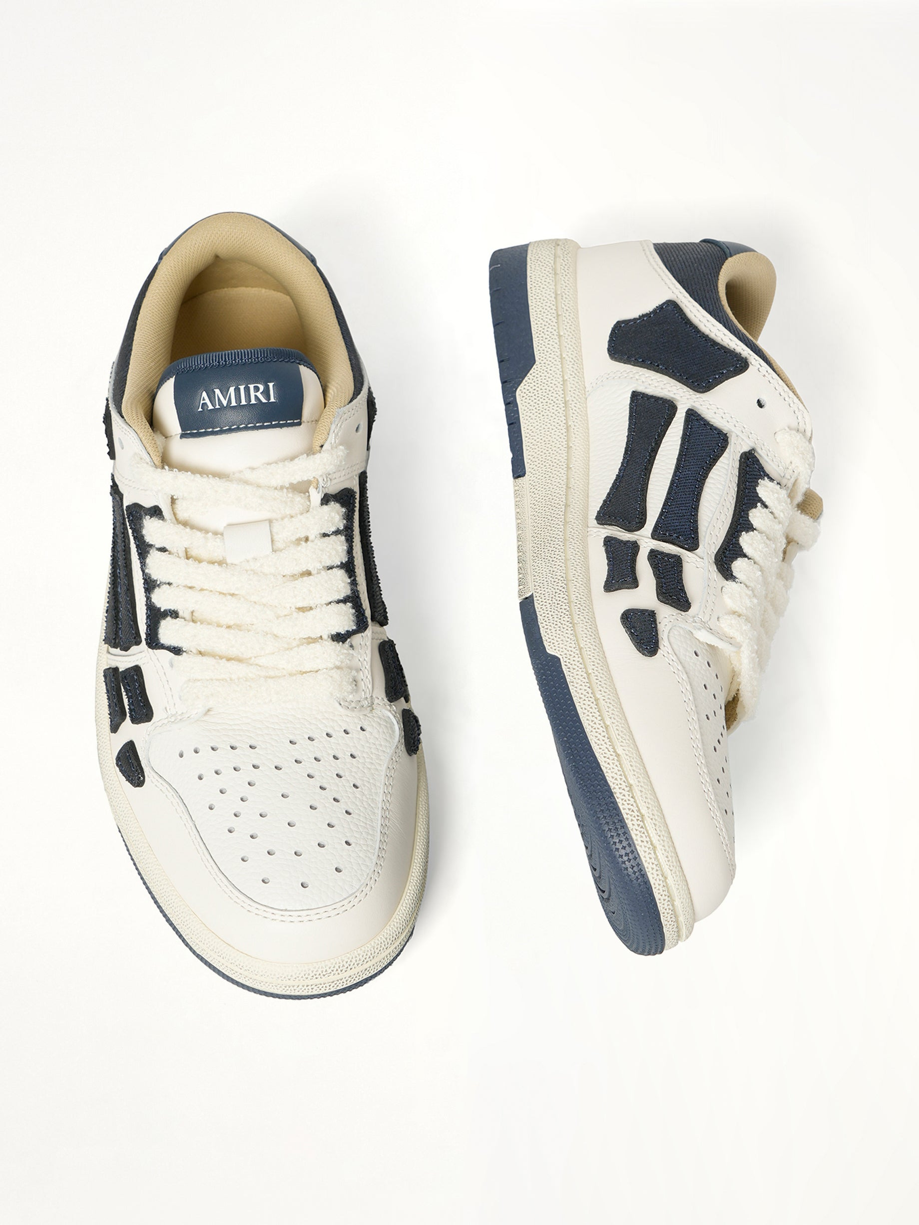 Denim Skeleton Low Top Sneakers in Wet Shimmer - 4