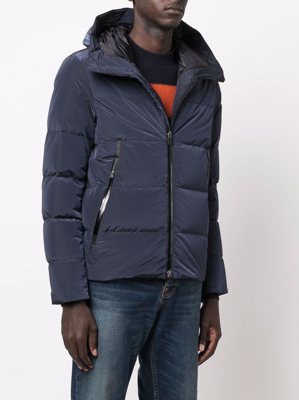 hooded feather-down padded jacket - 3