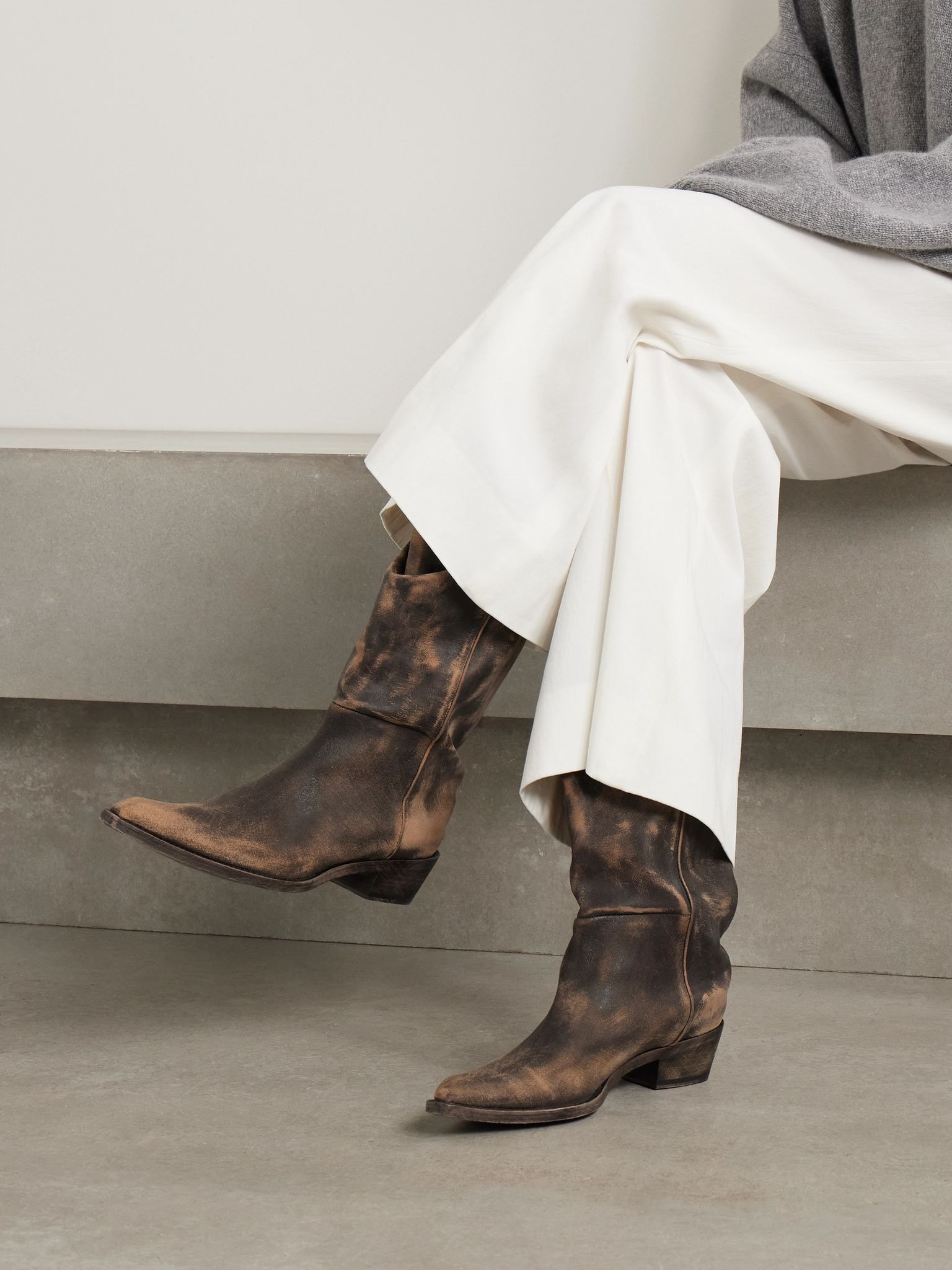 Clive leather boots Beige - 2