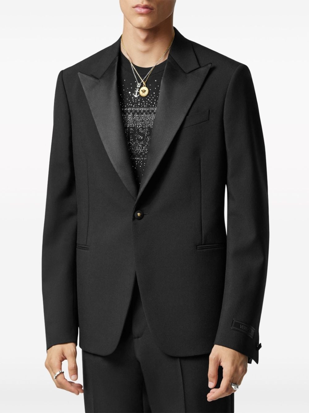 Duchesse satin-trim single-breasted blazer - 3
