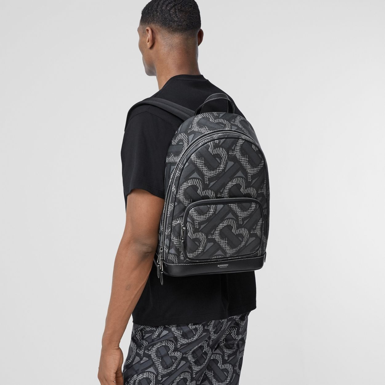 Monogram Print E-canvas Backpack - 4