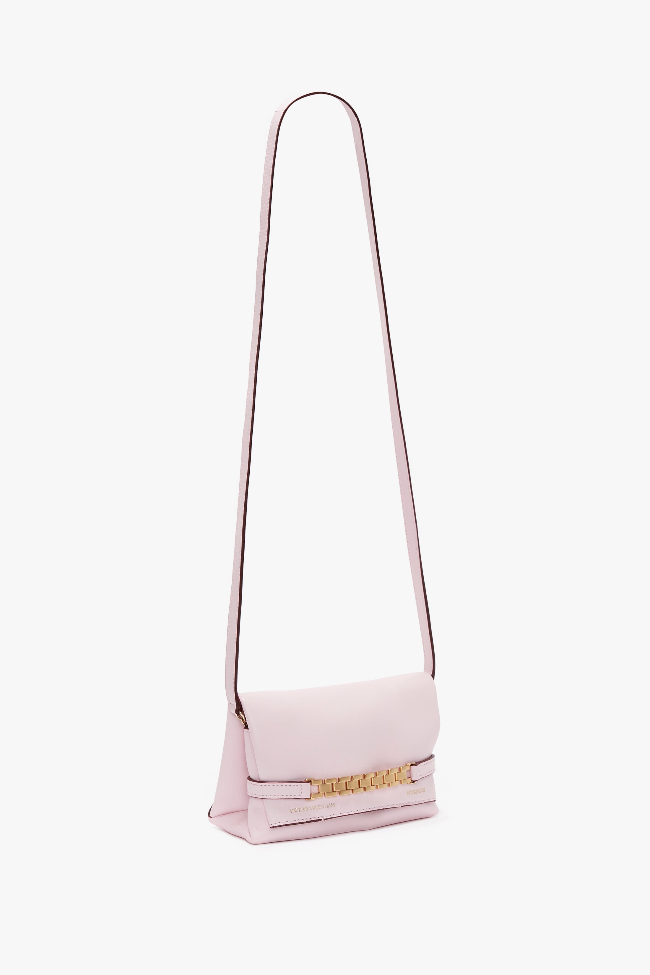 Mini Chain Pouch With Long Strap In Orchid Leather - 4