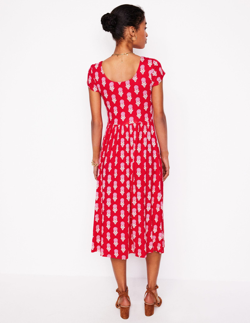 Samantha Scoop Jersey Dress-Poppy Red, Dahlia Sprig 4