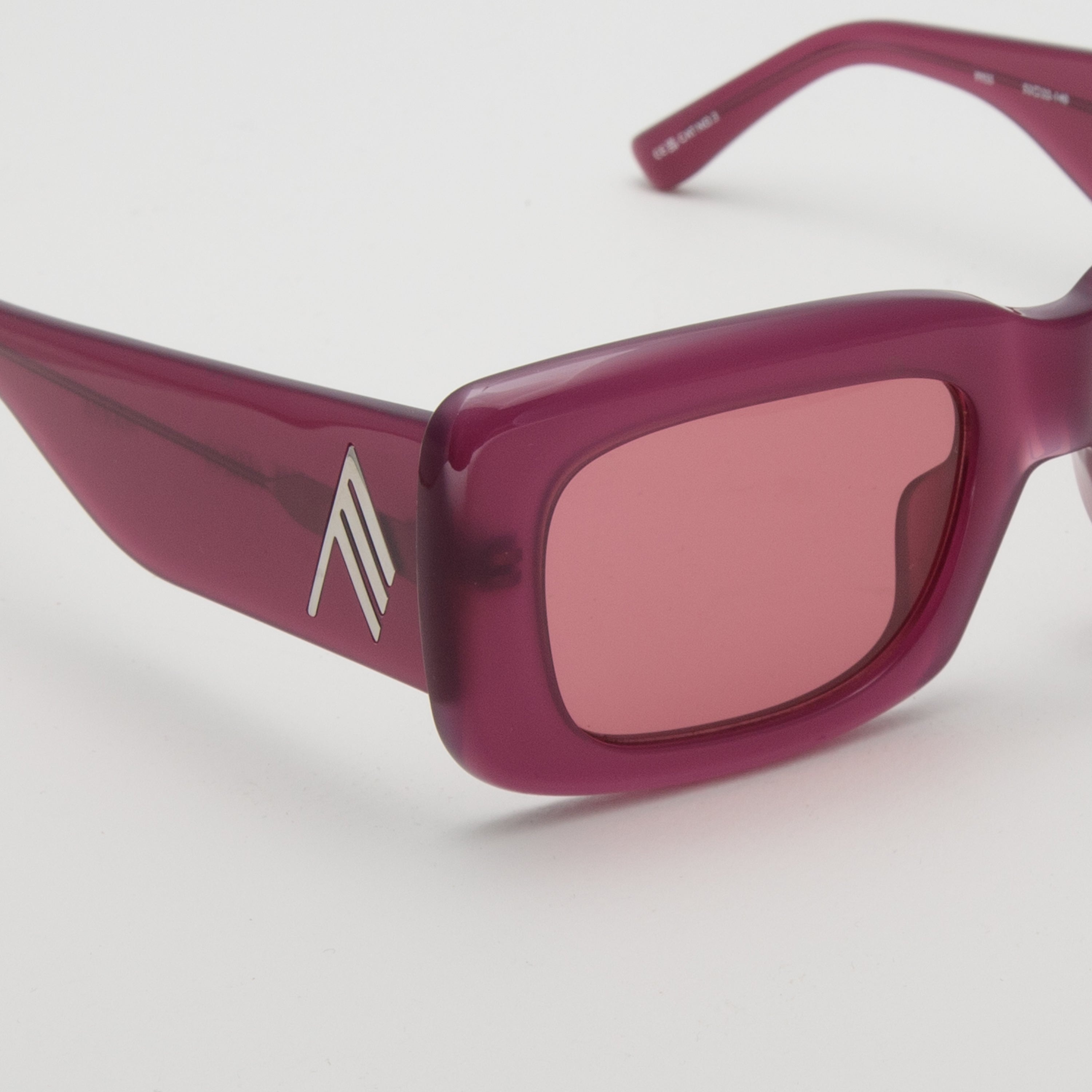 Marfa Rectangular Sunglasses in Burgundy - 3