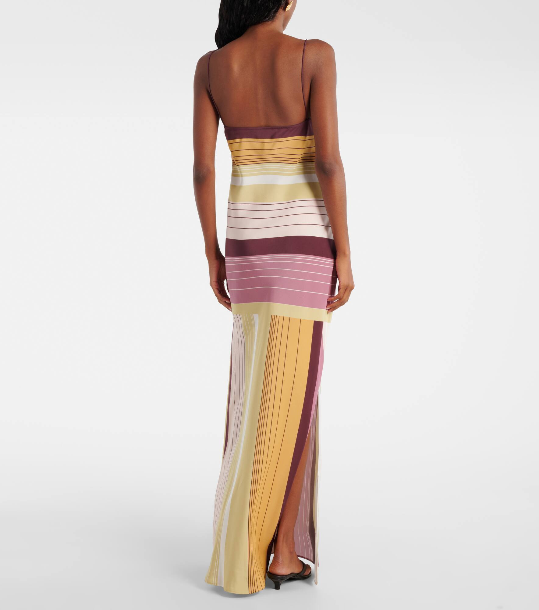 Fontana striped silk crêpe slip dress - 3