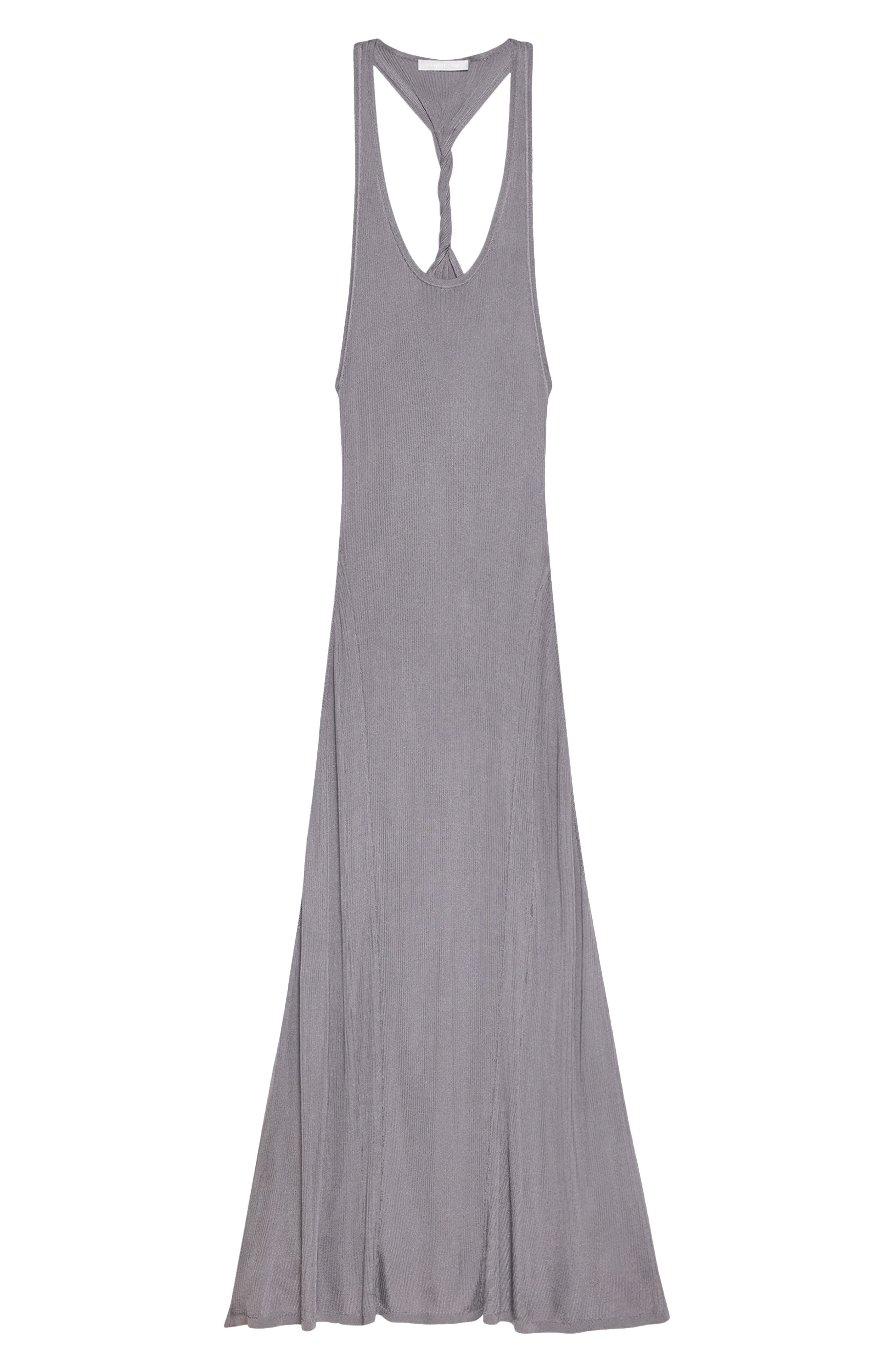 Helmut Lang Rib Twist Back Maxi Dress in Grey Lavender - 5