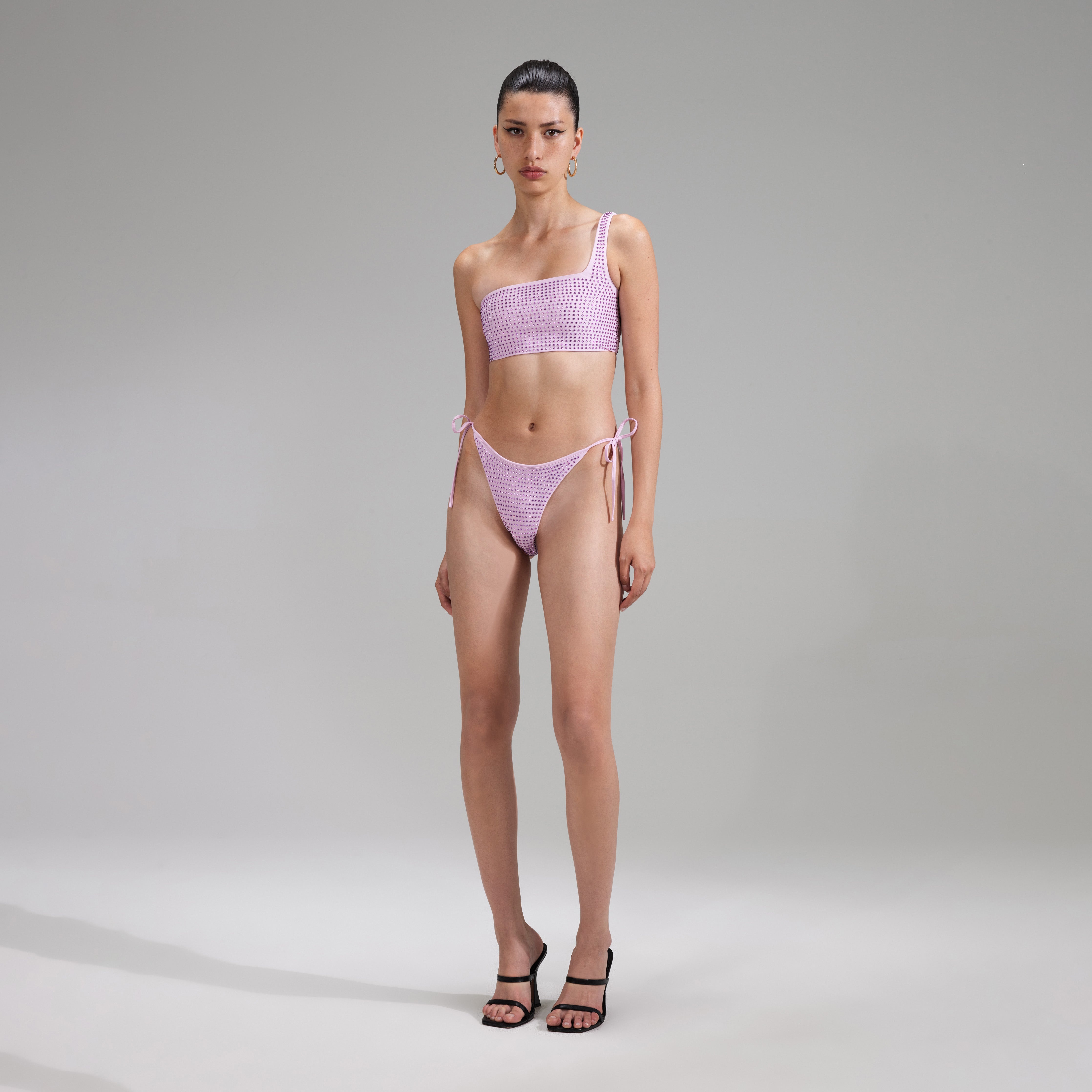 Lilac Rhinestone Brazilian Bikini Briefs - 2