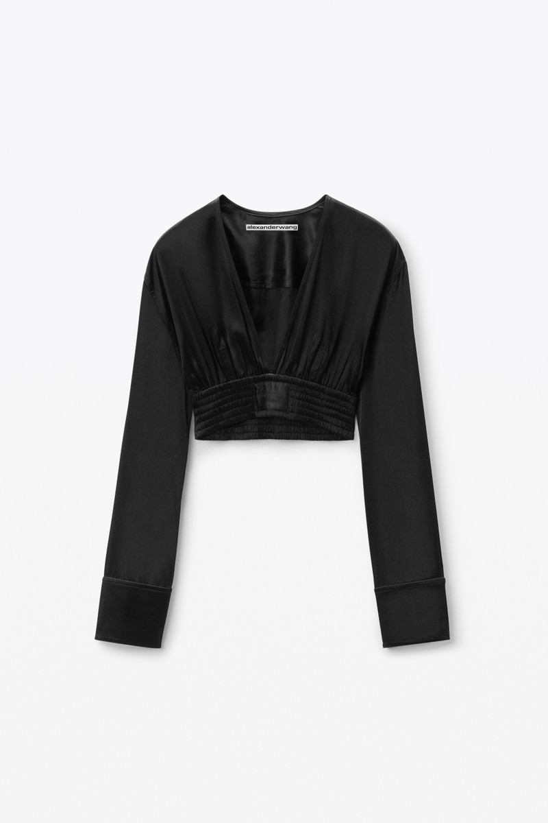 cropped v-neck blouse in satin jersey 1