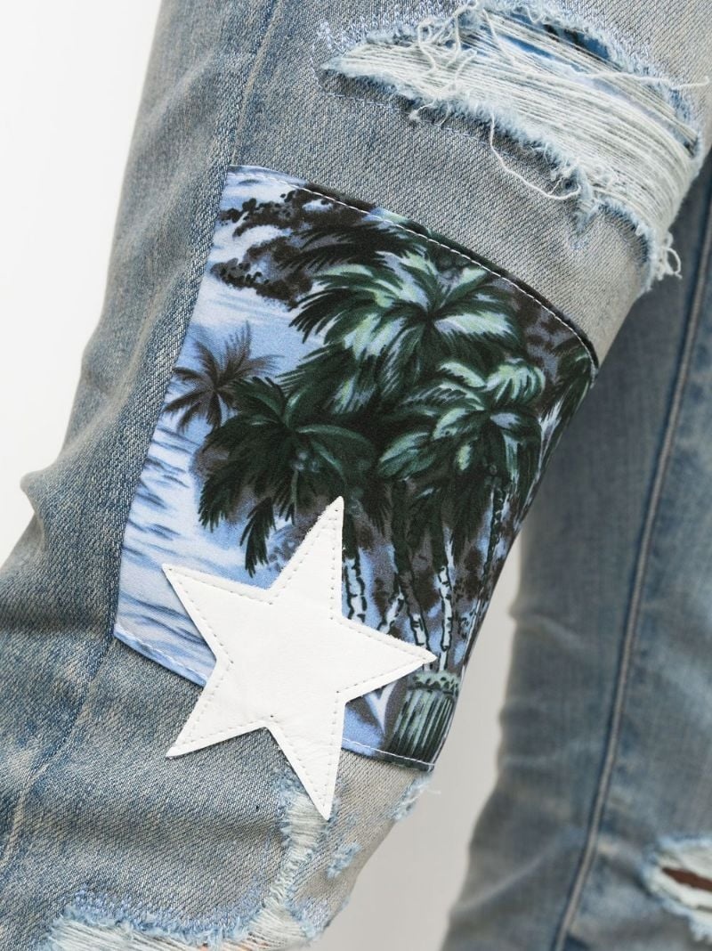 distressed-effect star patch skinny jeans - 5
