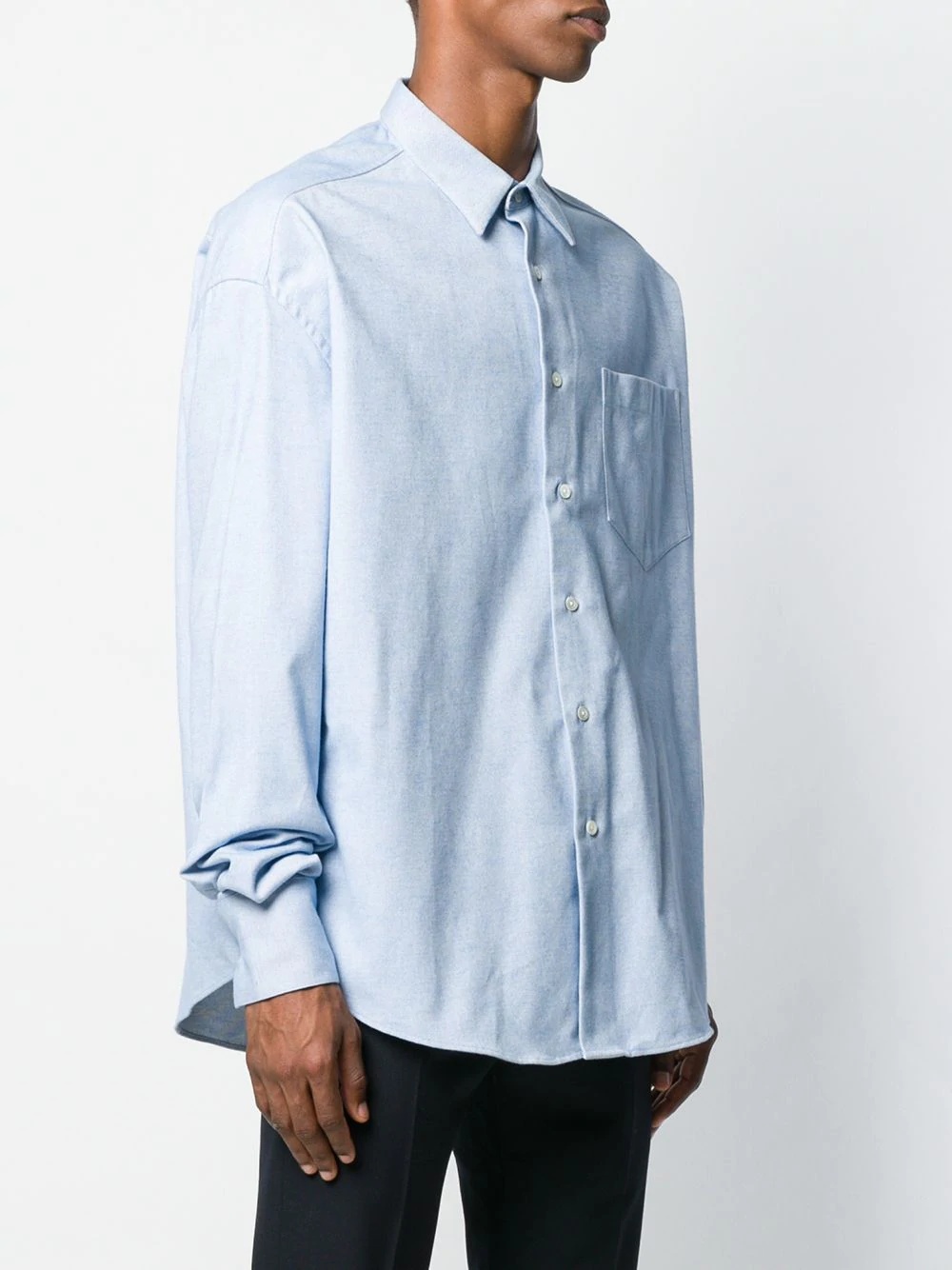 Oversize Long Sleeve Shirt With Chest Pocket - 3