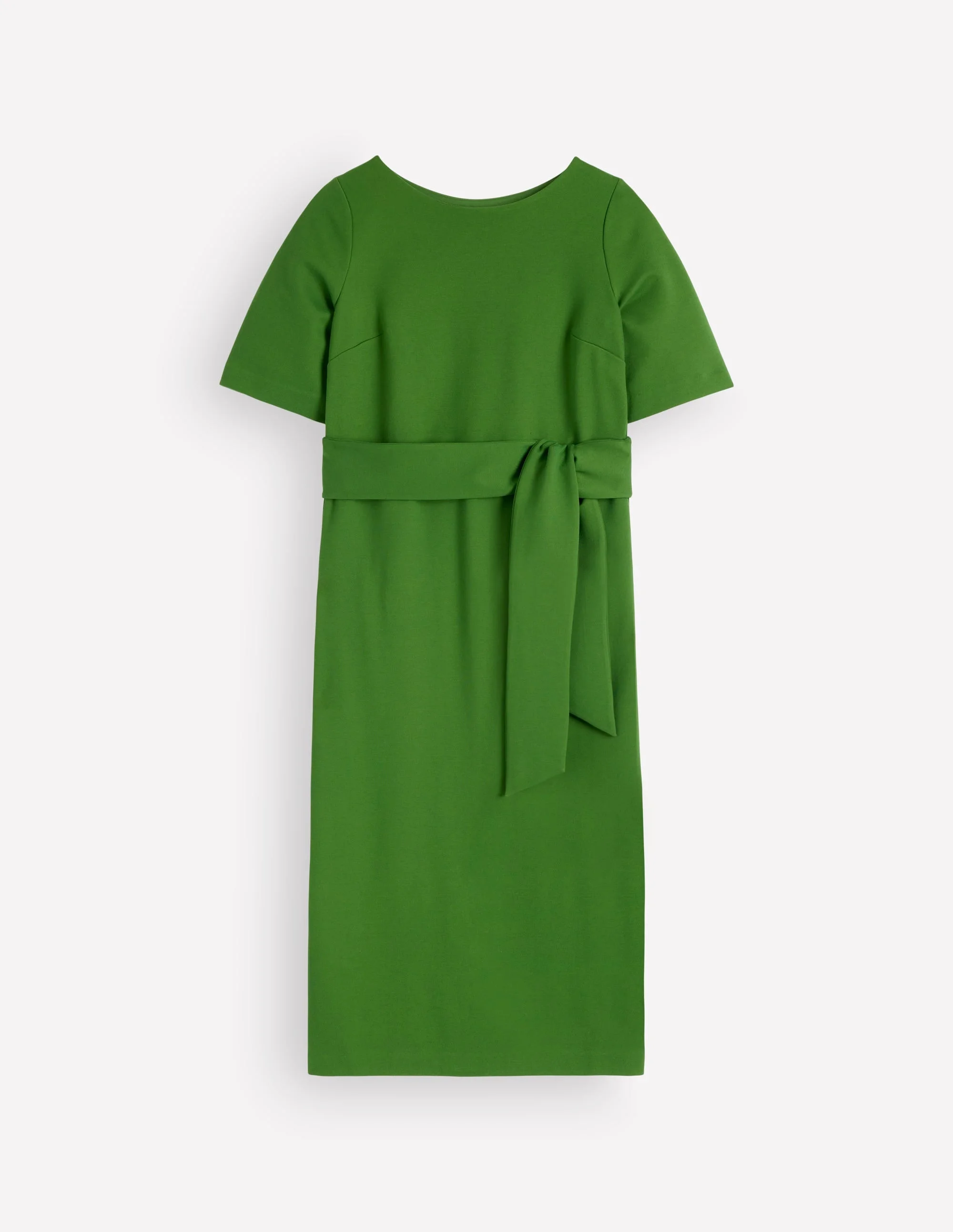 Belted Ponte Midi Dress-Promenade Green - 1