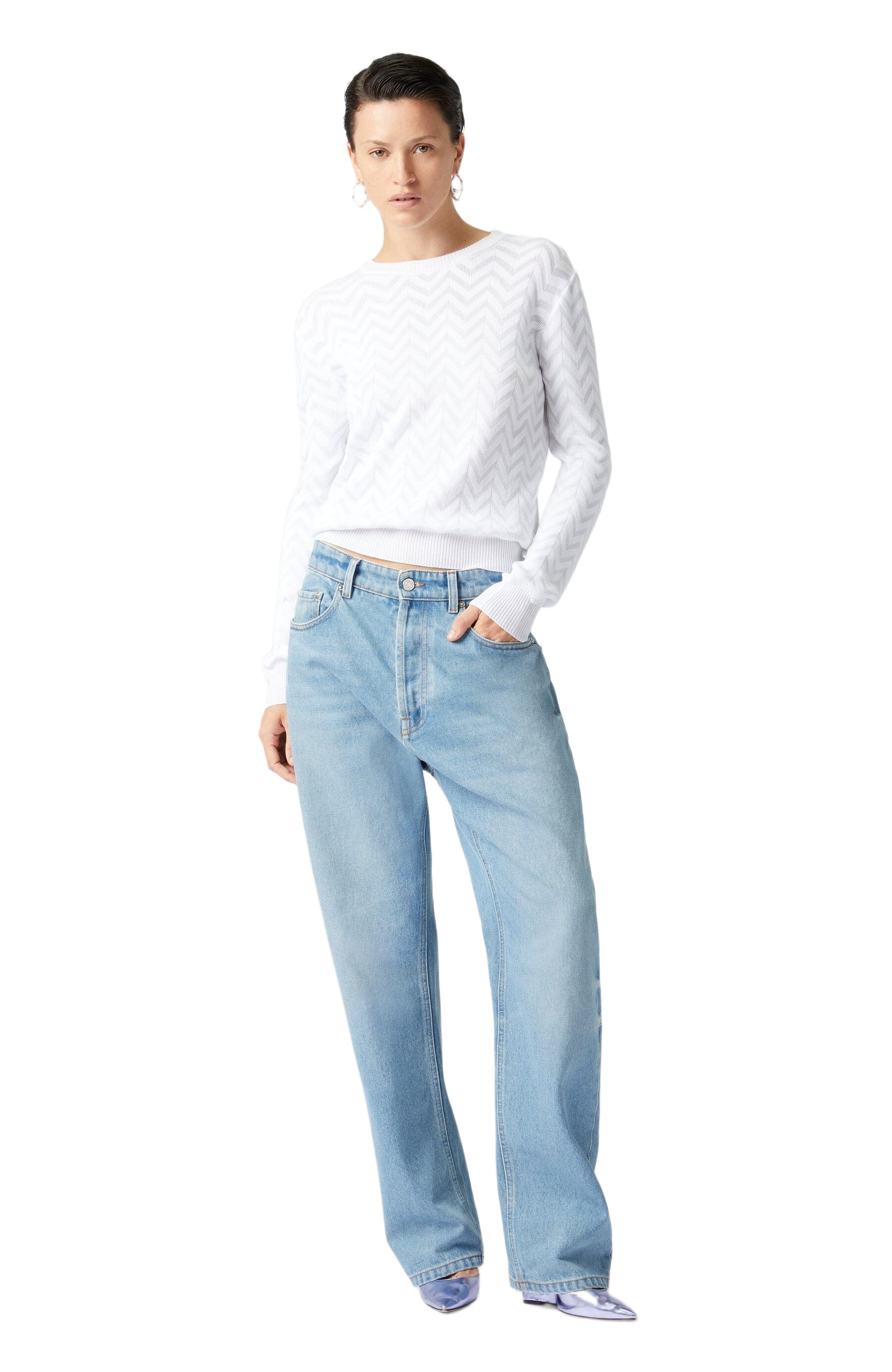 Missoni Tone-on-tone Chevron Crewneck Sweater in White at Nordstrom - 5
