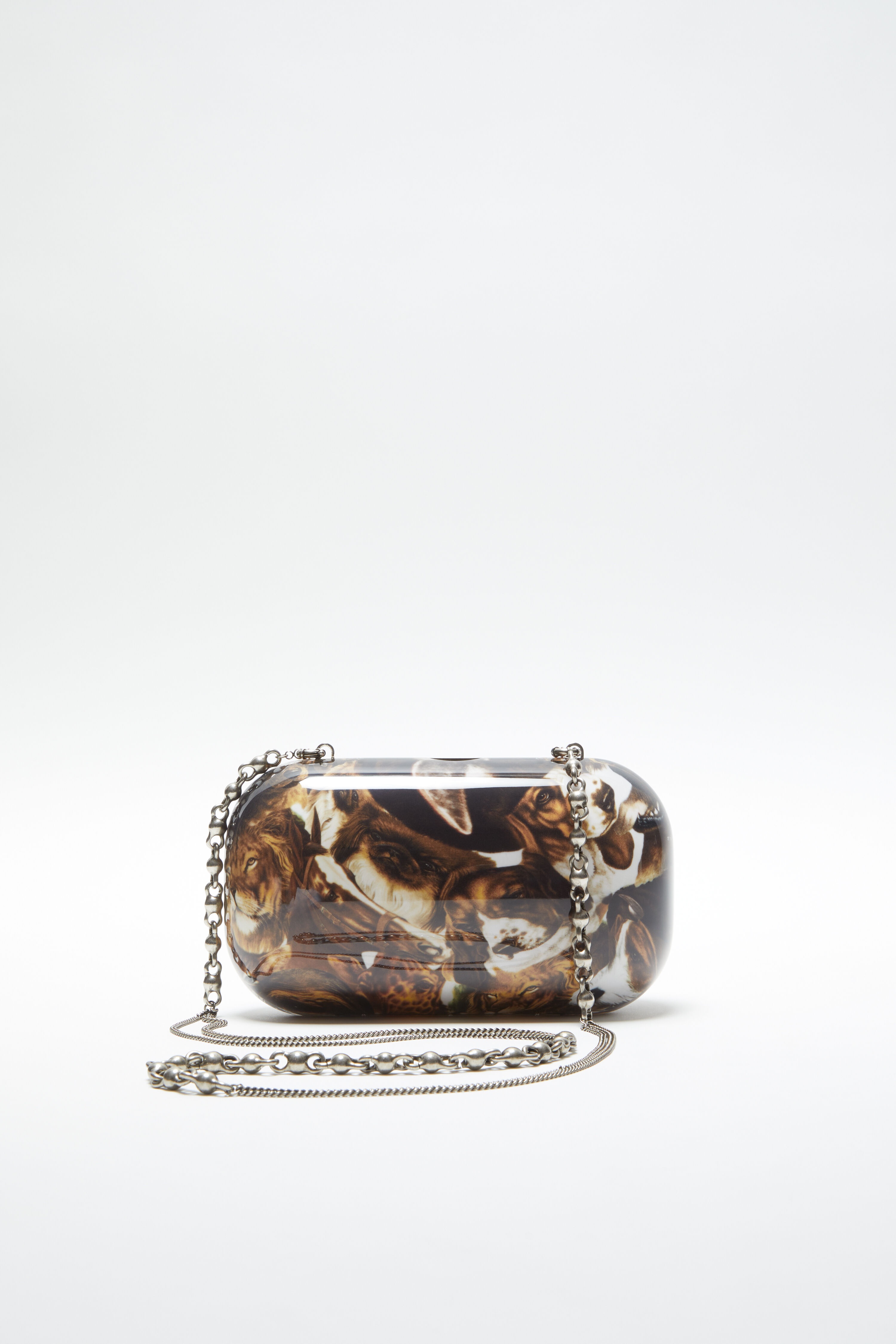 Print clutch bag - Cognac brown multi - 1