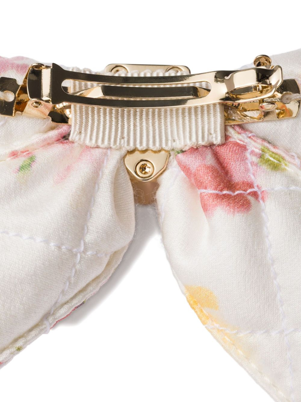 quilted floral-print bow hair clip - 2