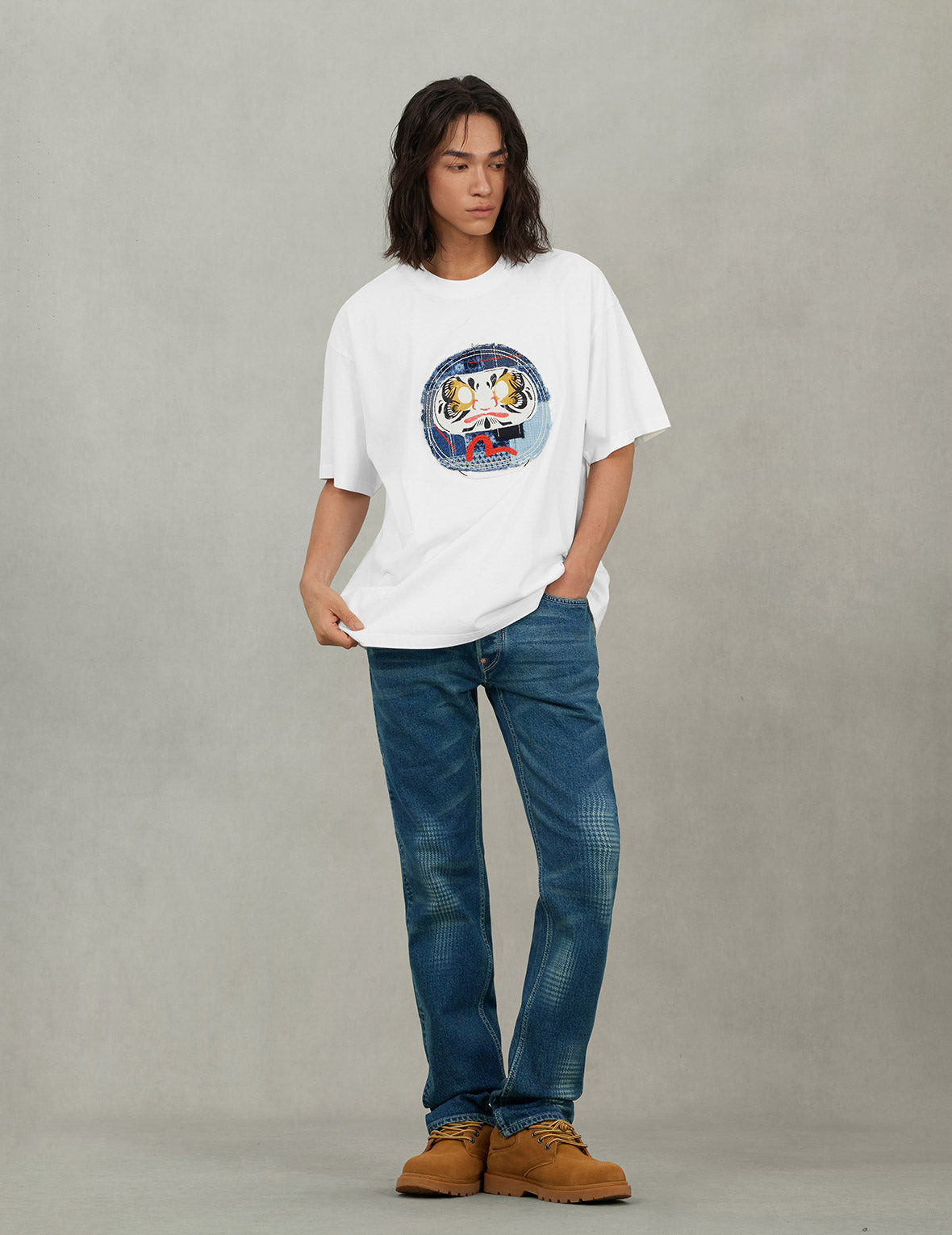 Sashiko Daruma and Seagull Relax Fit T-Shirt - 5