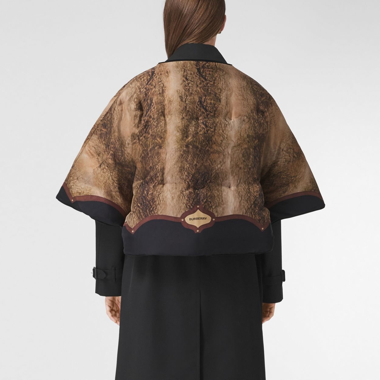 Animal Print Padded Silk Cape - 4