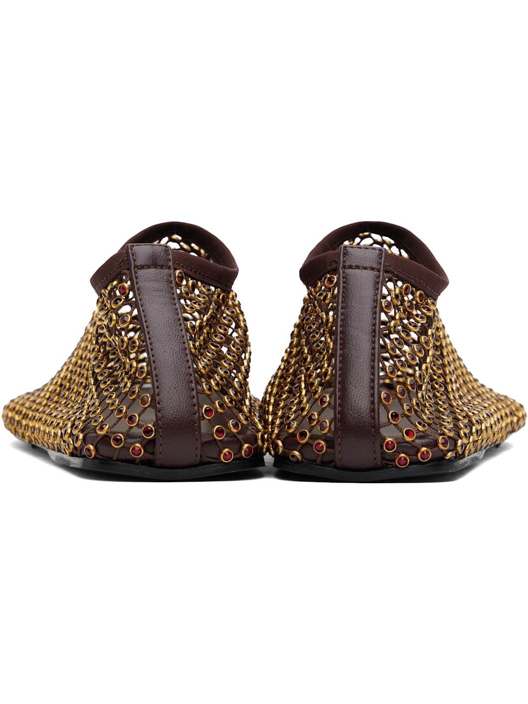 Brown Minette Crystal Ballerina Flats - 2