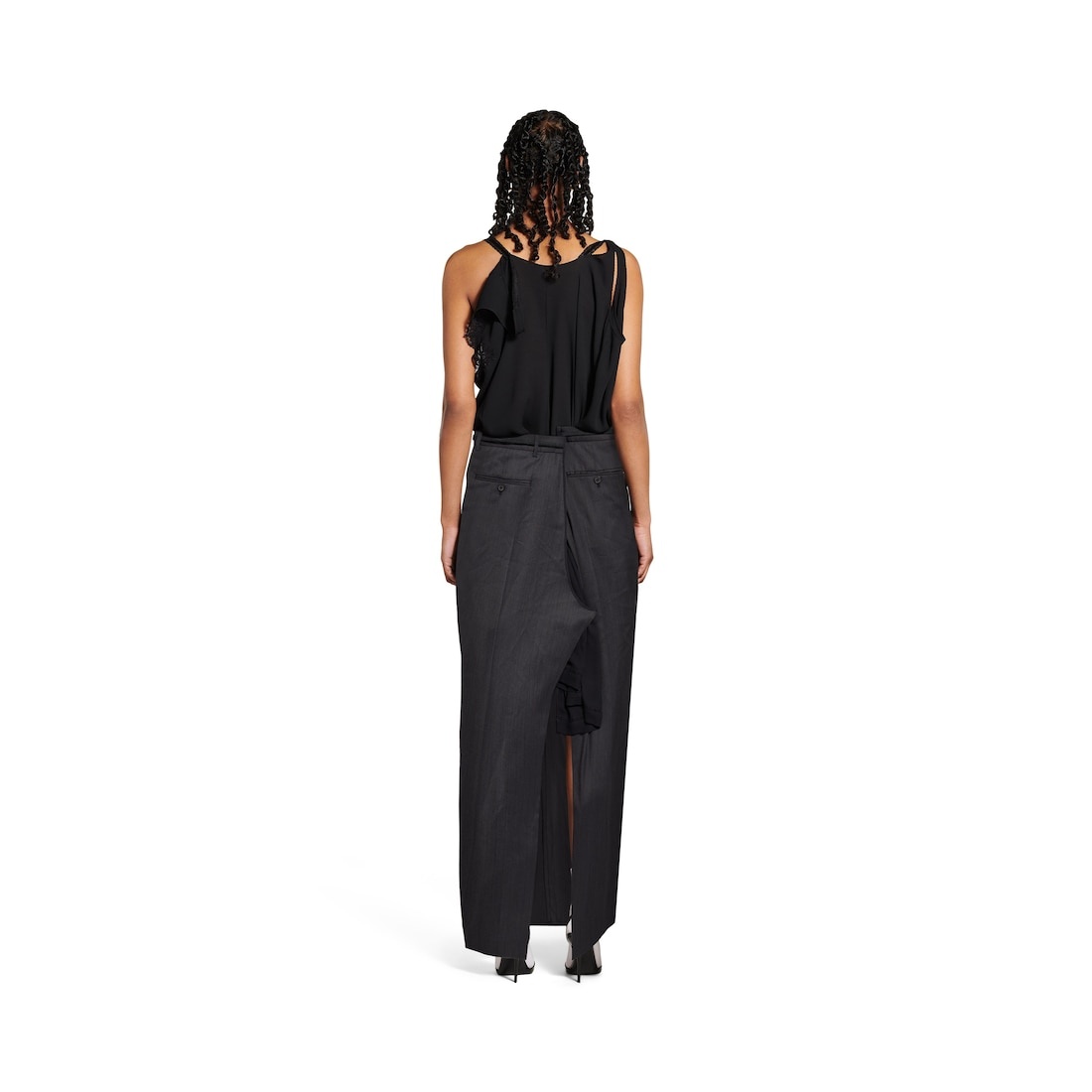 Women's Patched Slip Dress in Black - 4