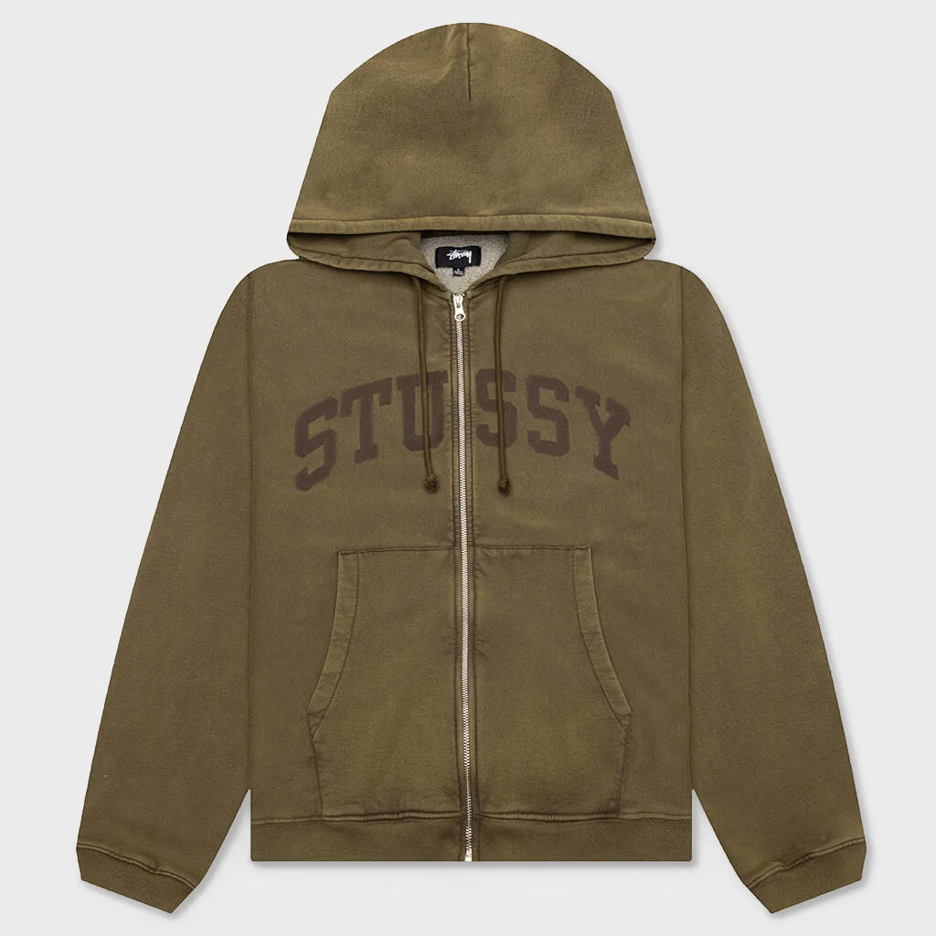 FADED GRAPHIC ZIP HOOD - OLIVE - 1