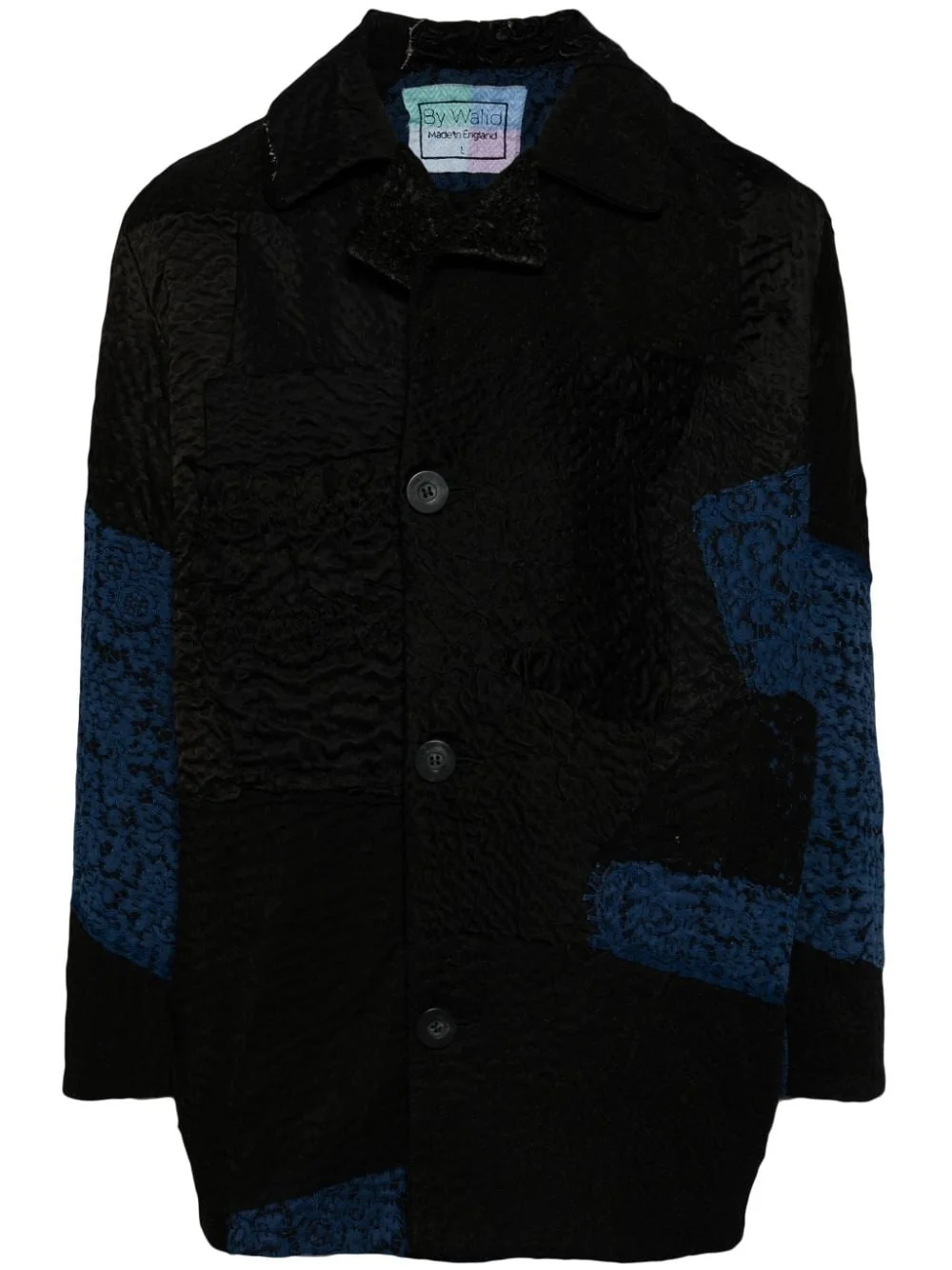patchwork single-breasted coat - 1