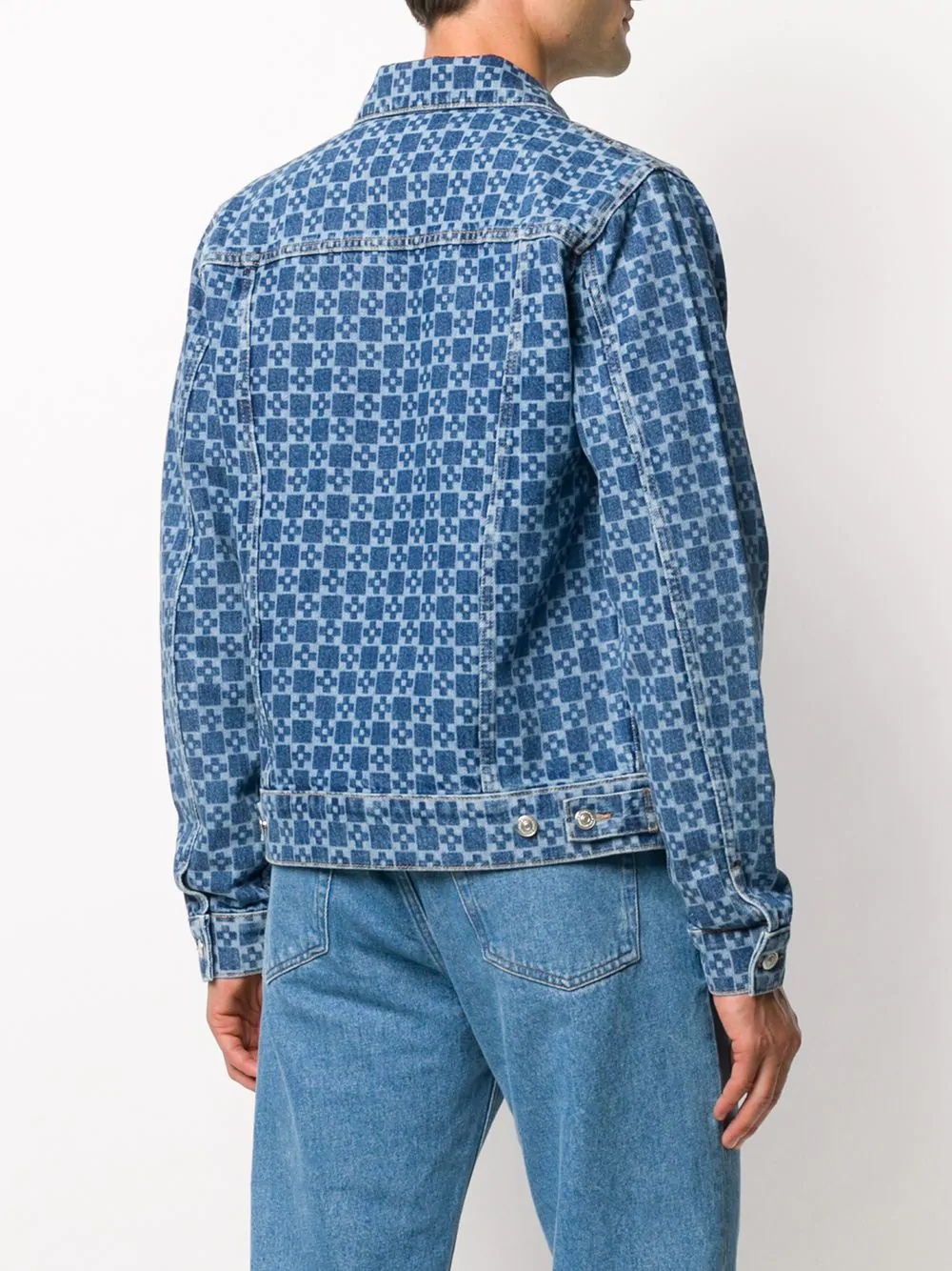 cross-pattern denim jacket - 4