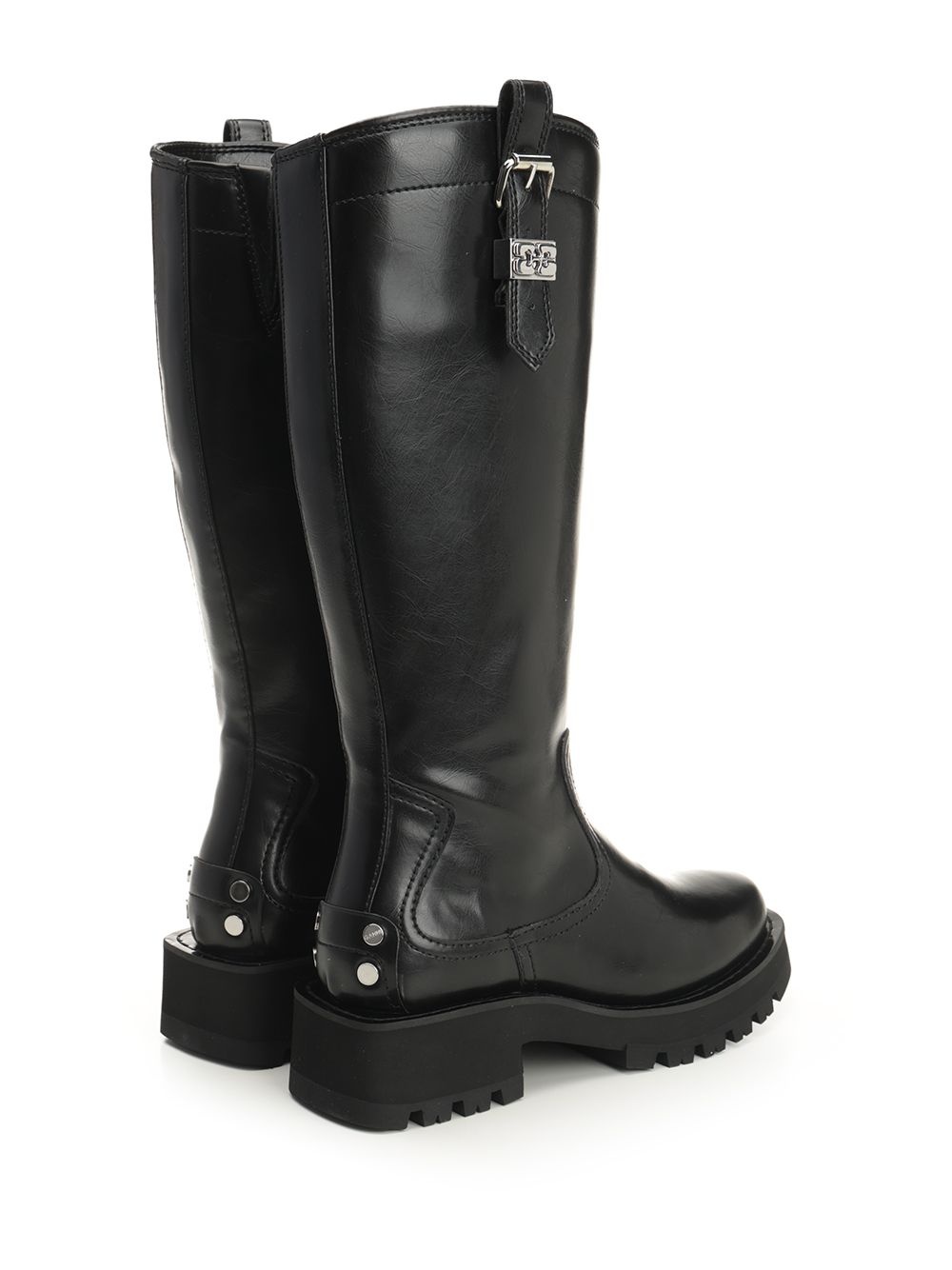 Studs High Boot Crinkle Oleatex Boots Black - 3
