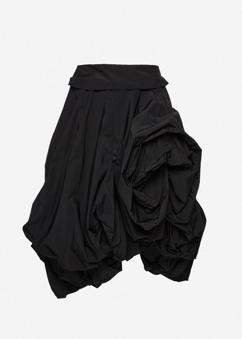 Draped skirt with sculptural volume in black 1