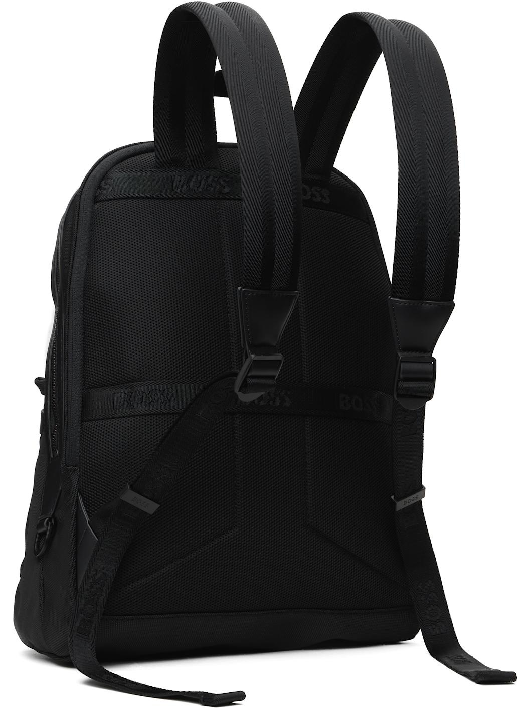 Black Embossed-Logo Backpack - 3