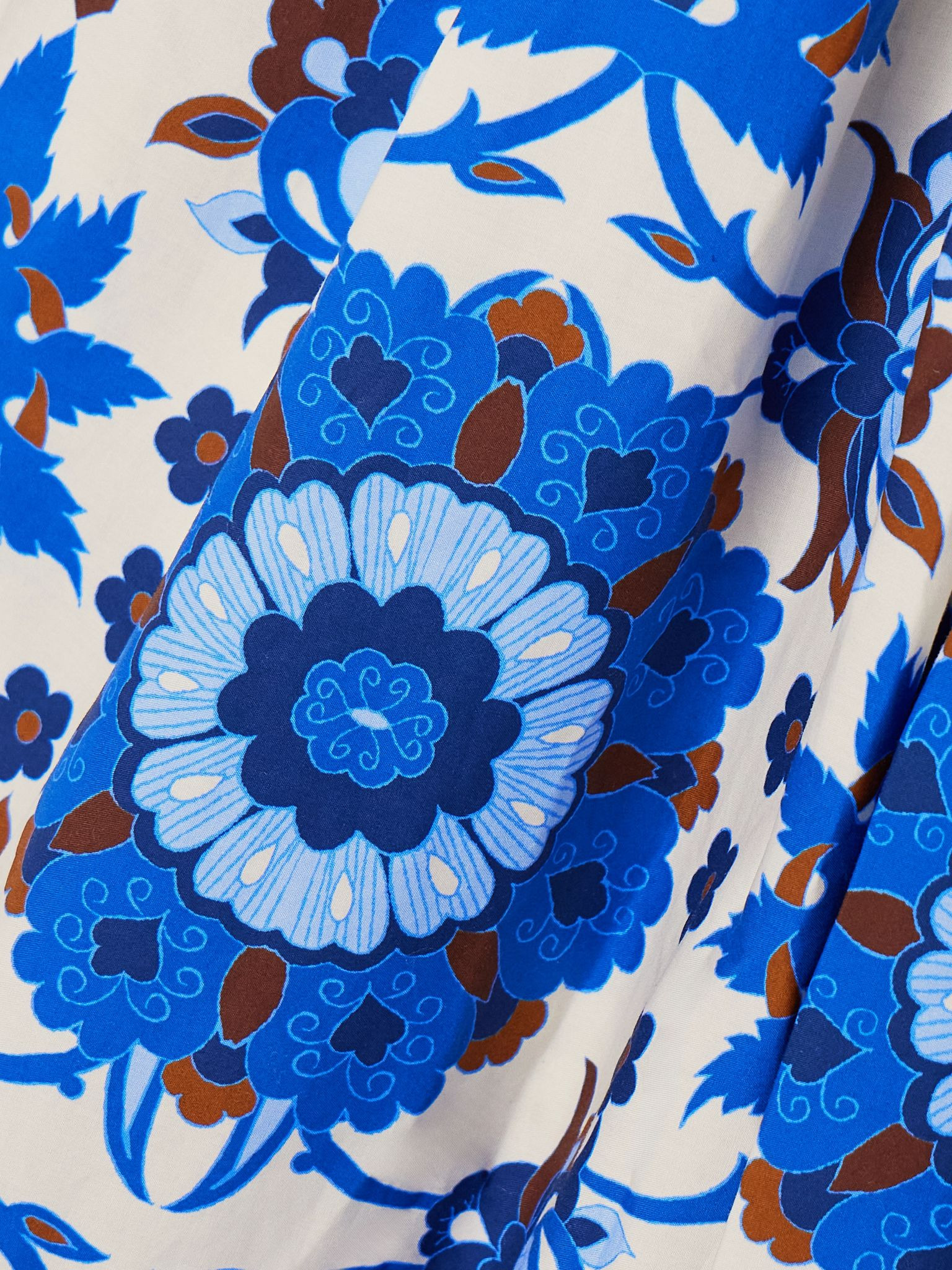 Tula pleated printed cotton-poplin maxi dress Blue - 4