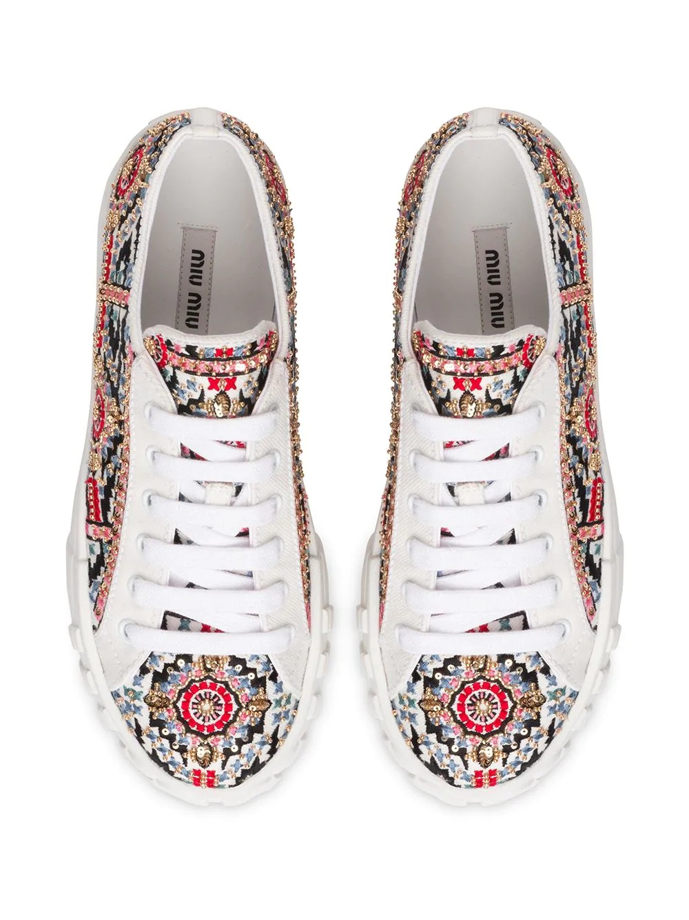 embroidered denim sneakers - 4