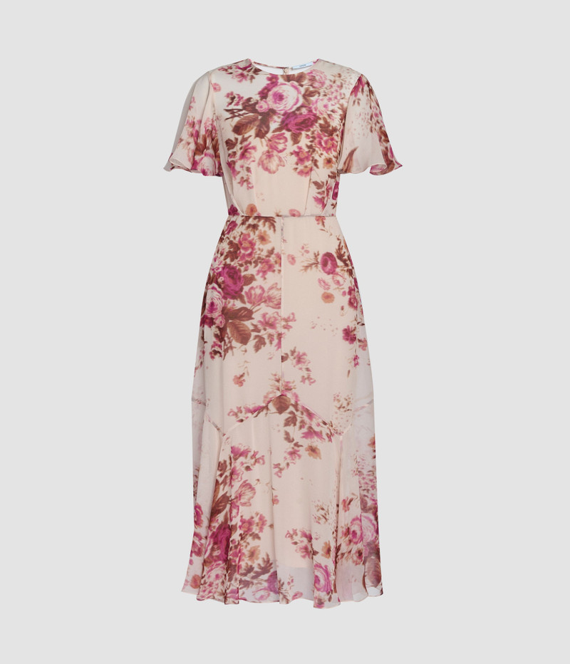 Erdem FLORAL PRINT SILK VOILE FIT AND FLARED MIDI DRESS outlook