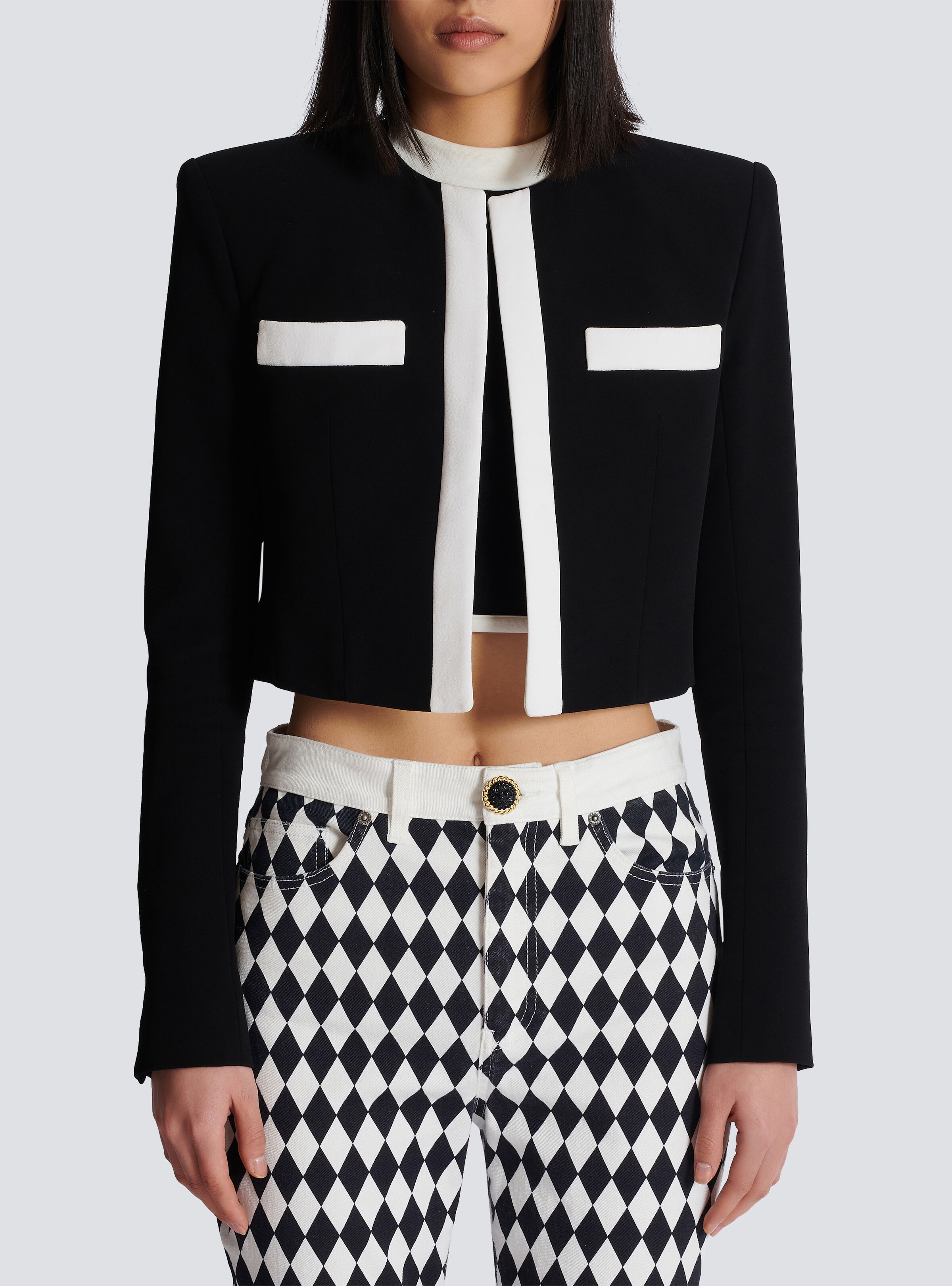 Two-tone crepe Spencer jacket - 5