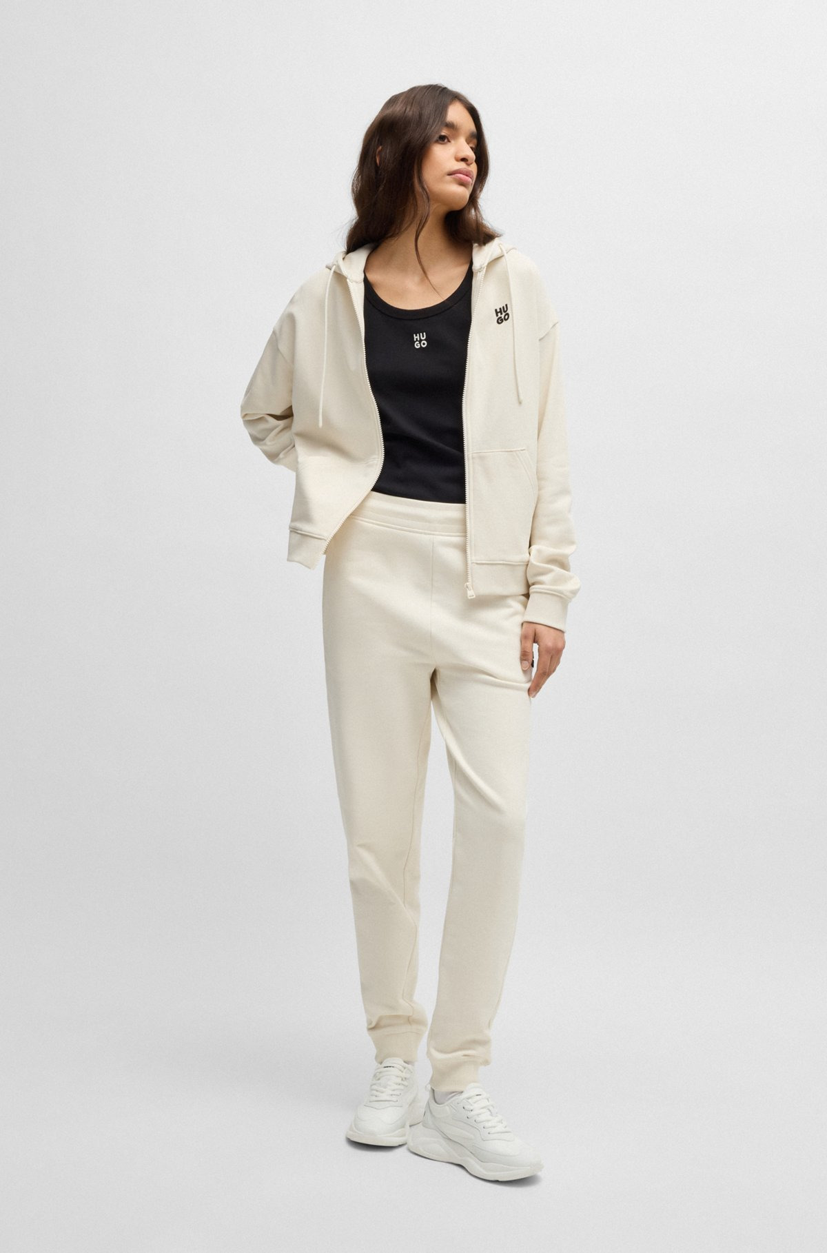 COTTON-TERRY ZIP-UP HOODIE WITH STACKED LOGO - 3