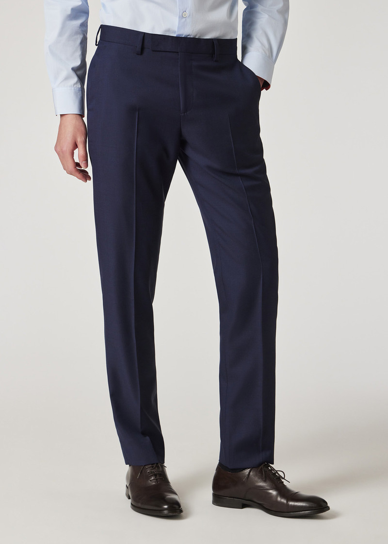 Tailored-Fit Navy Sharkskin Suit 11