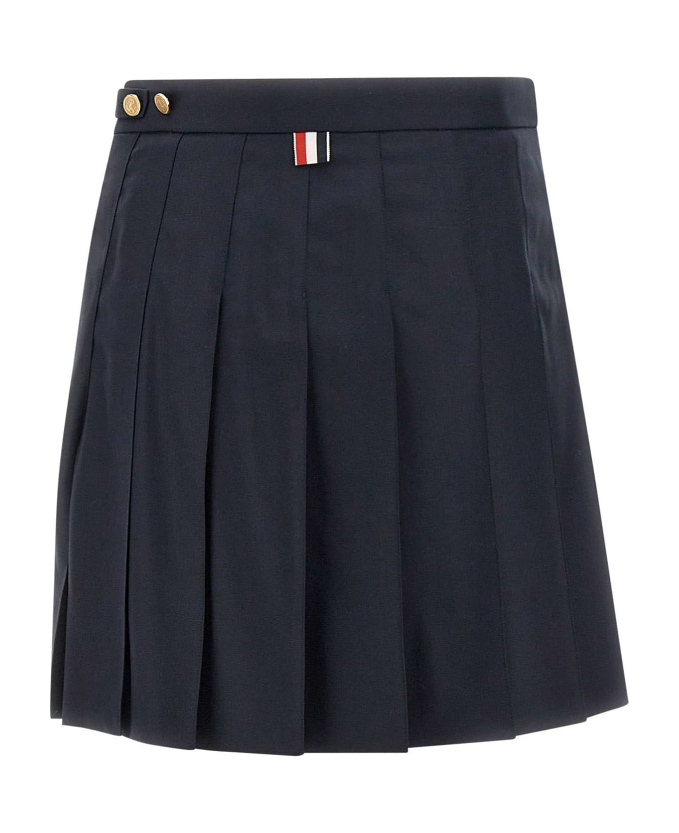 'mini Dropped Back Pleated' Wool Skirt - 3