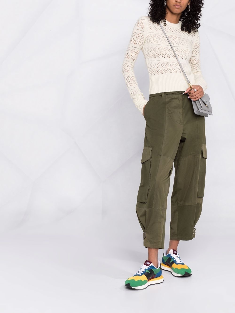 open-knit crew neck jumper - 2