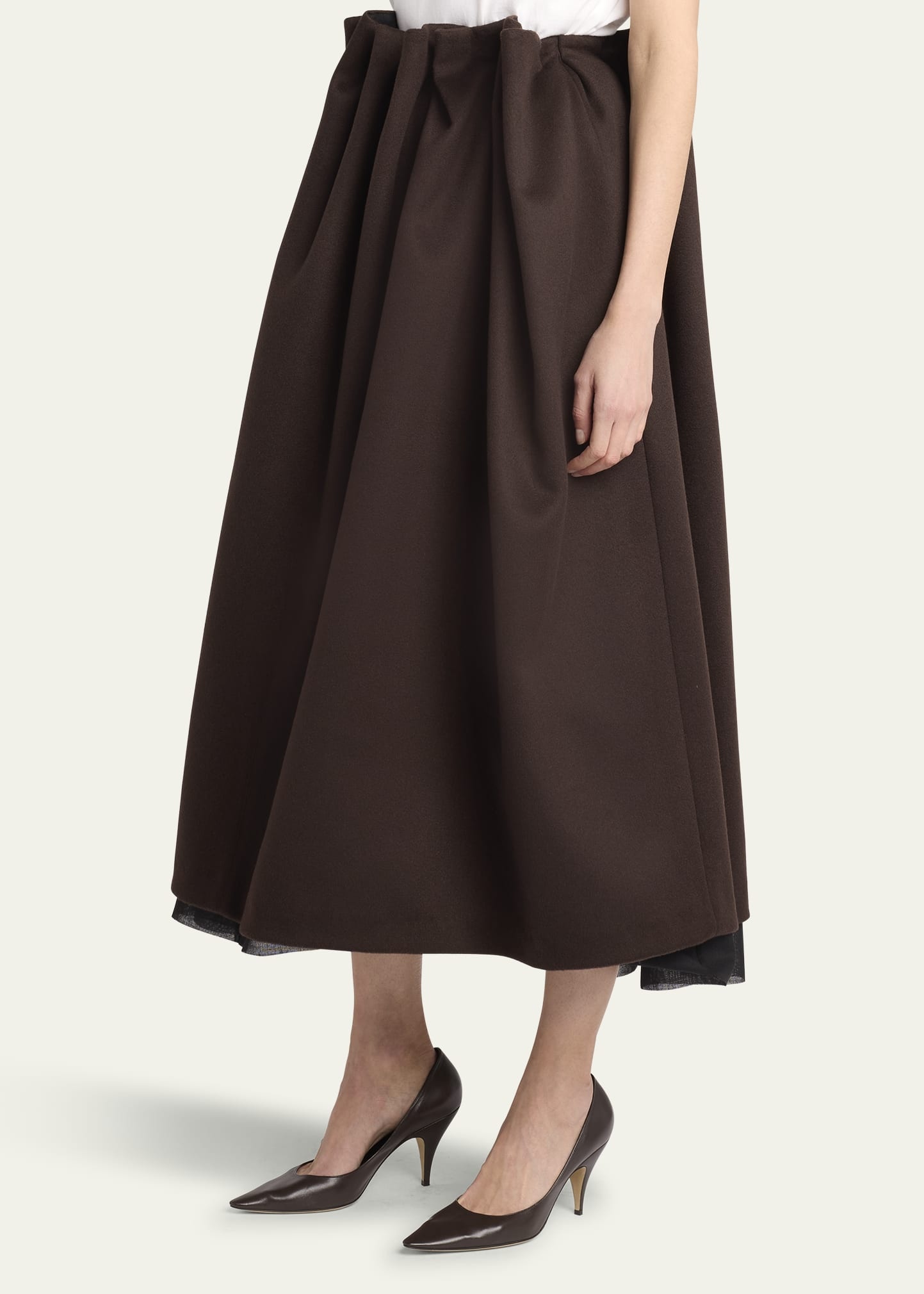 Lamartine Gathered Midi Cashmere Wool Skirt - 4