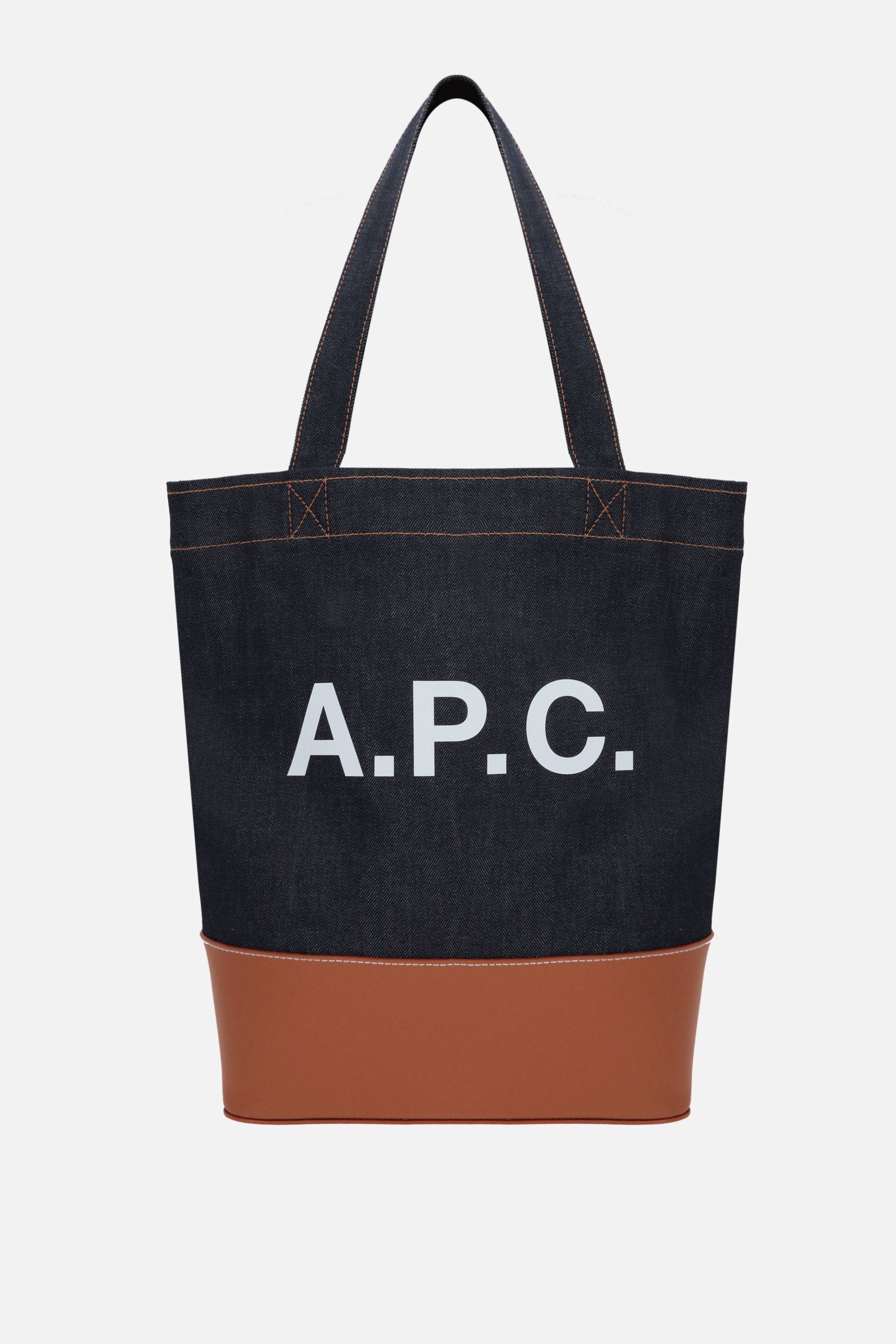 AXEL DENIM AND SMOOTH LEATHER TOTE BAG - 1