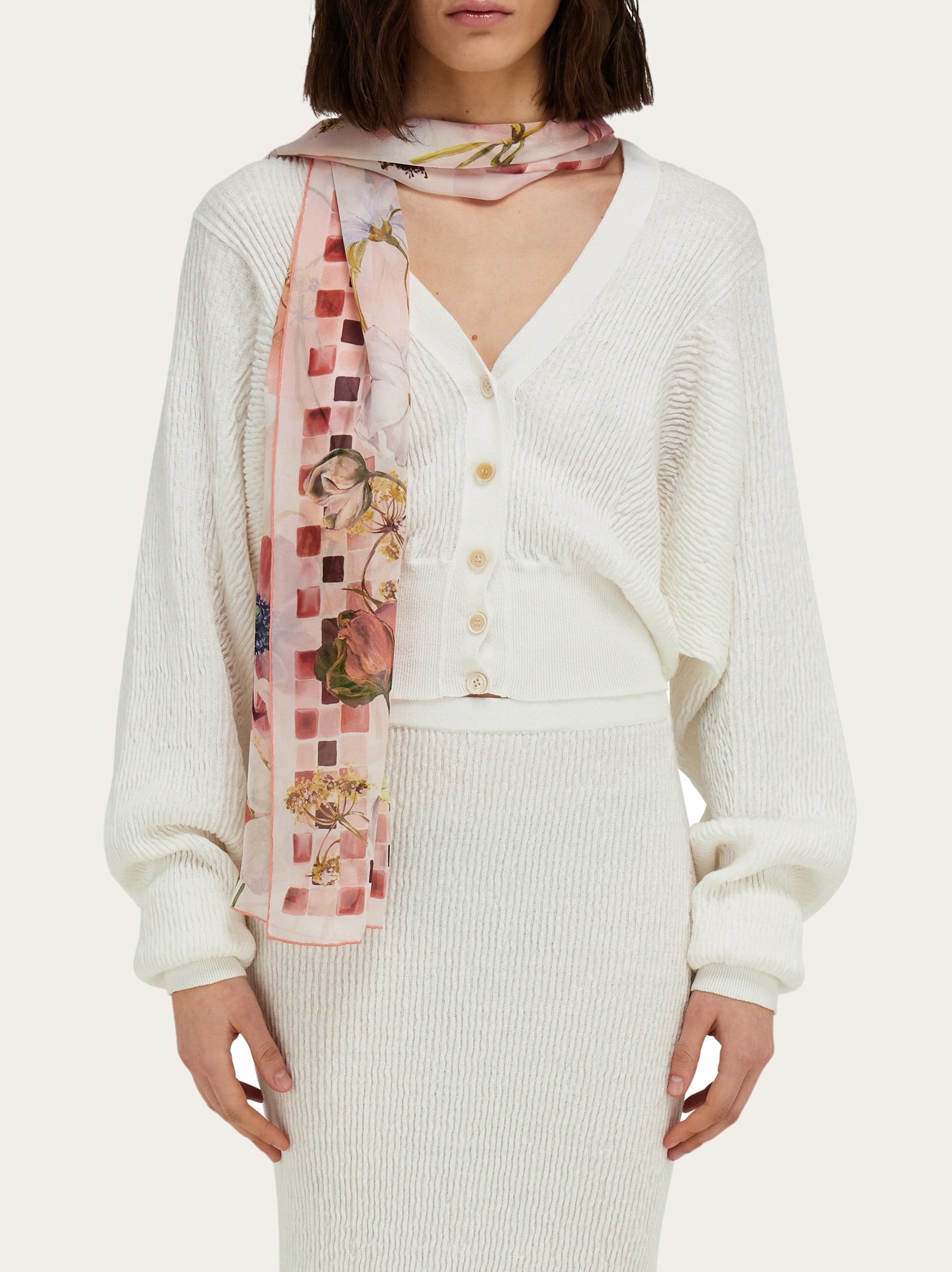 Fiori print silk scarf - 3