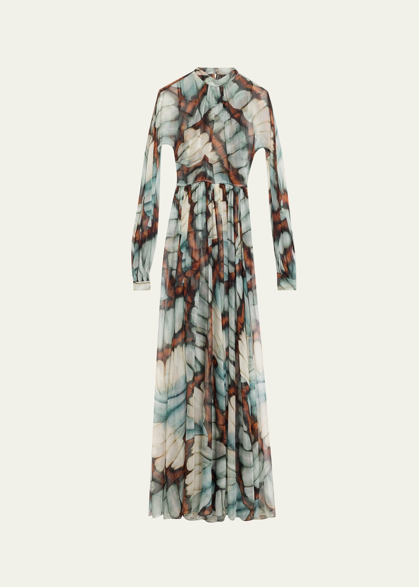 Butterfly Chiffon Long-Sleeve Maxi Dress - 1