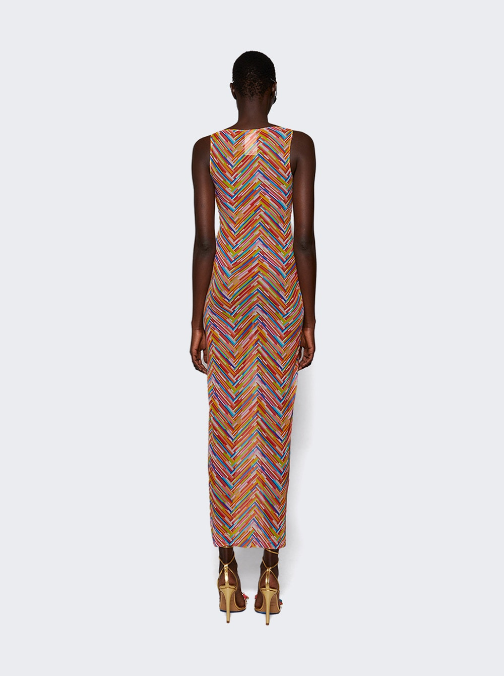 Long Cover-up Dress In Printed Tulle Multicolor - 5