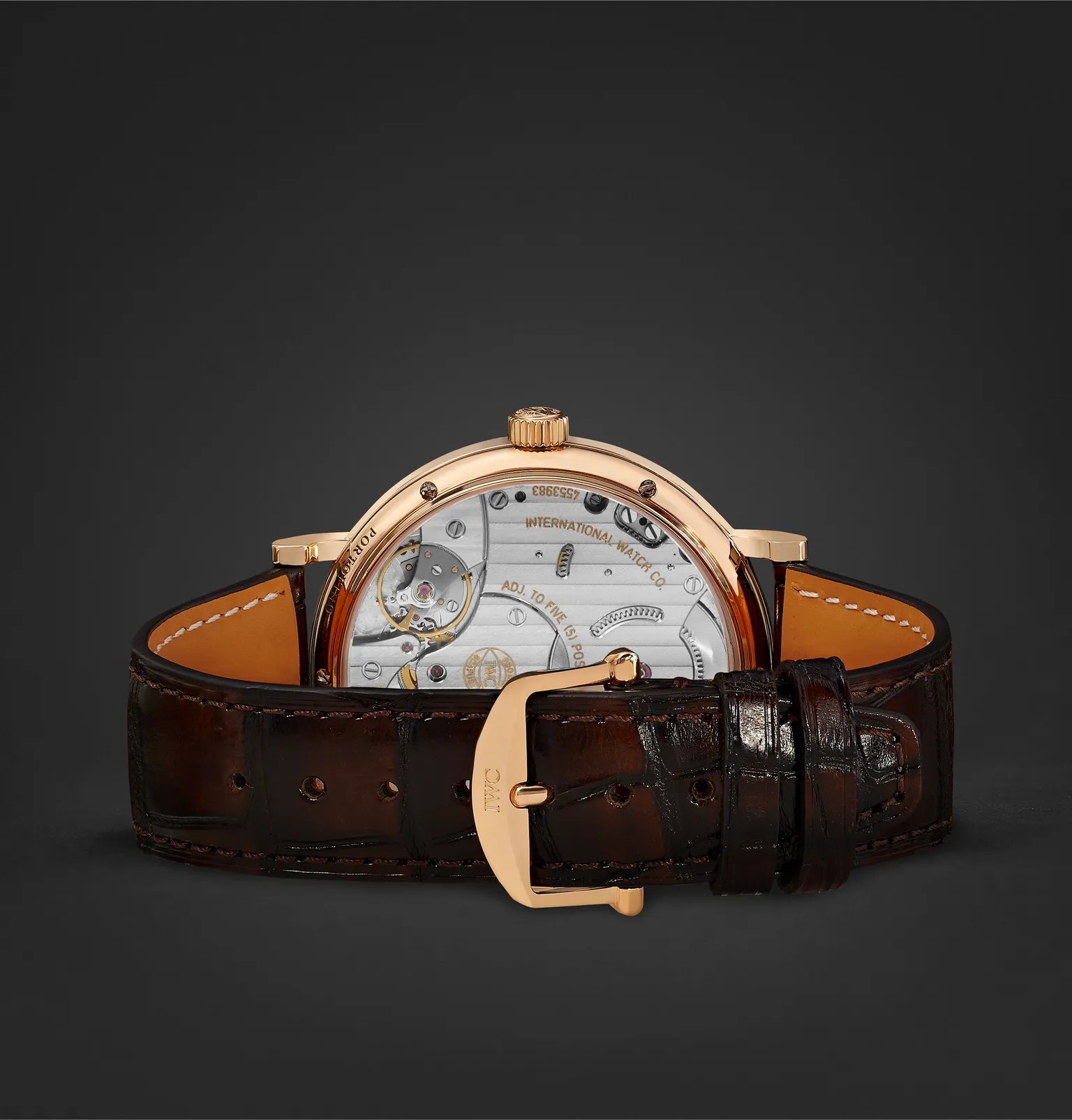 Portofino Hand-Wound Eight Days 45mm 18-Karat Rose Gold and Alligator Watch, Ref. No. IW510107MSNET6 - 3