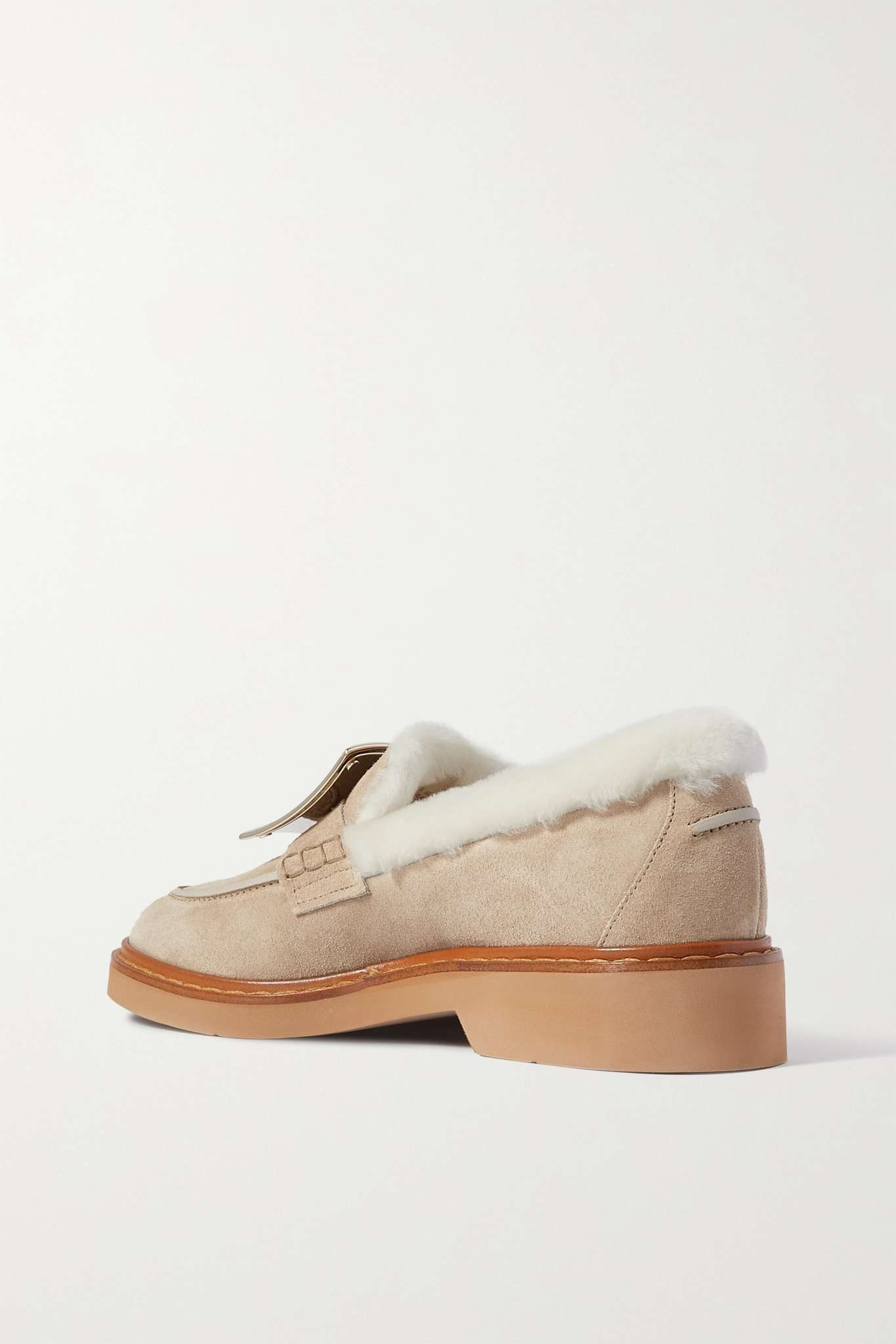 Viv Rangers embellished shearling-trimmed suede loafers - 3