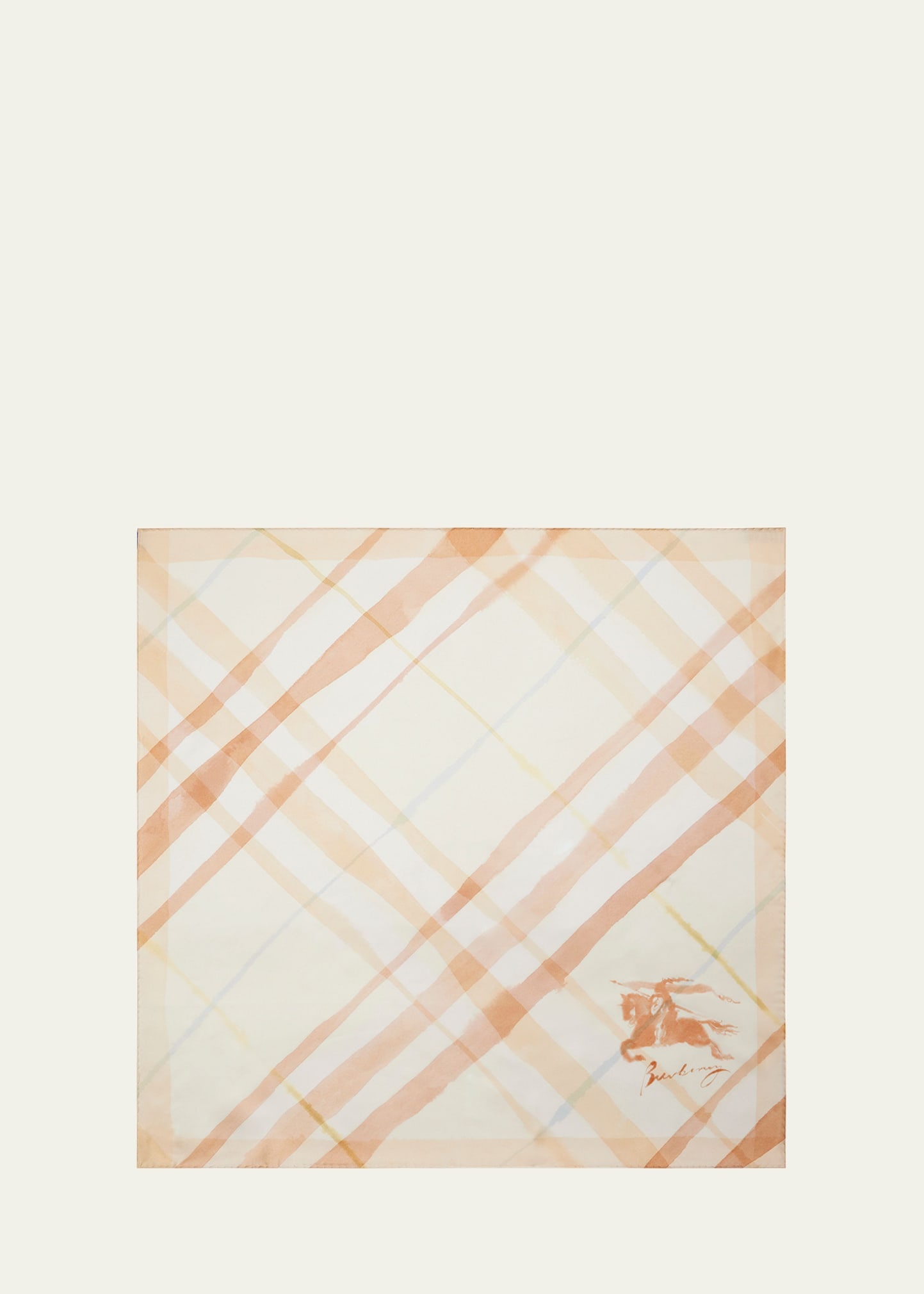 Watercolor Check-Print Silk Scarf - 1