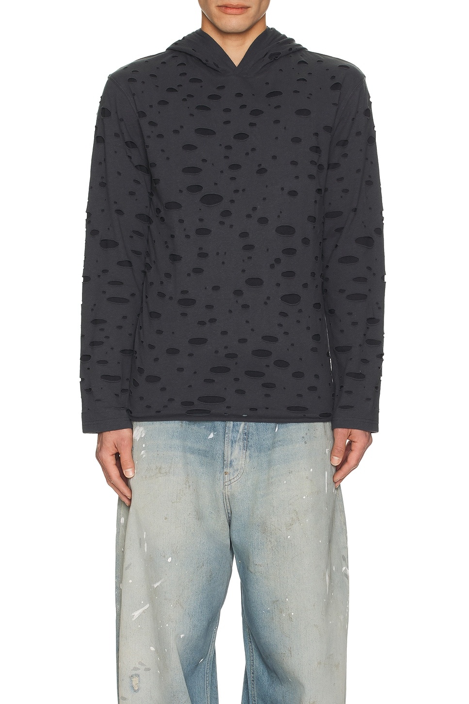 Trashed Hooded Long Sleeve Tee - 4