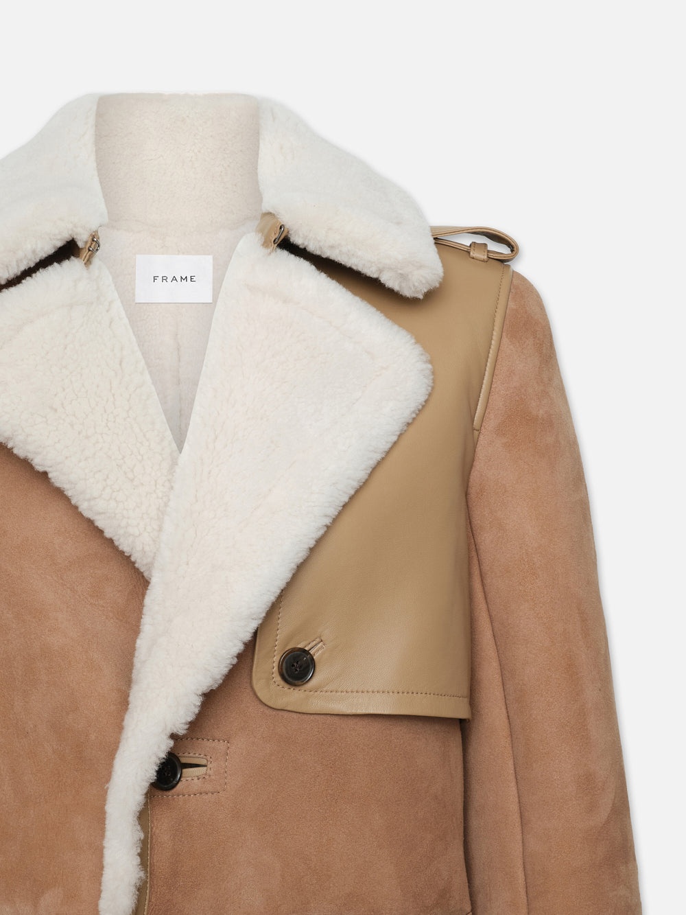 Short Shearling Trench in Mocha - 4